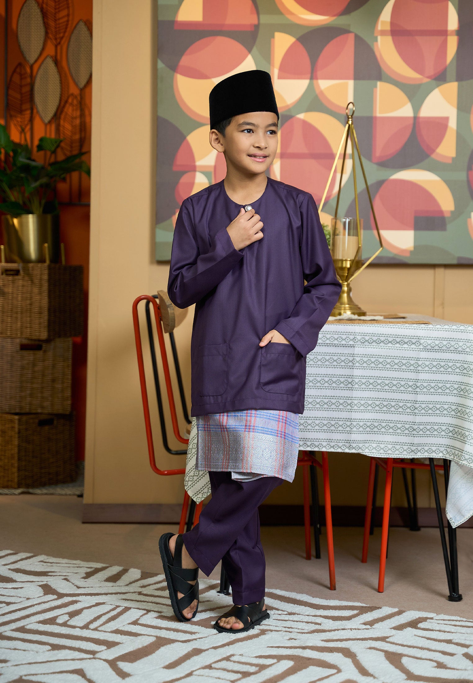 Baju Melayu Teluk Belanga Mark II - Dark Purple (Kids)