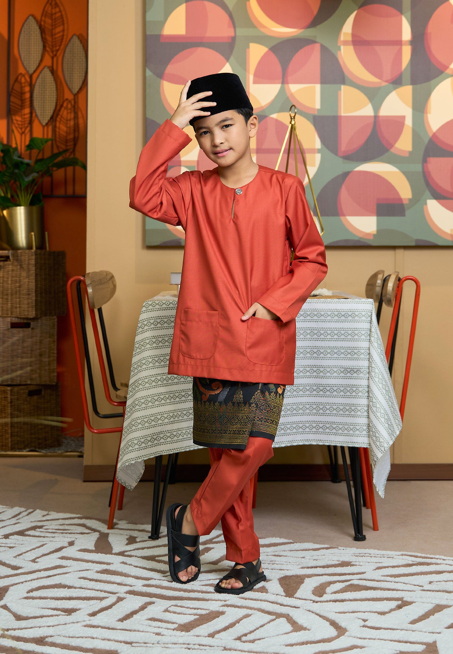 Baju Melayu Teluk Belanga Mark II - Brick Orange (Kids)