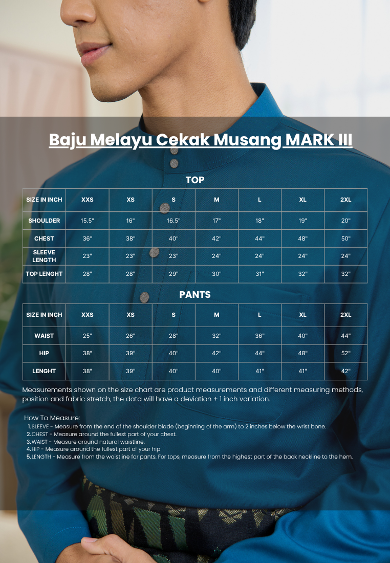 Baju Melayu Cekak Musang Mark III - Ash Blue