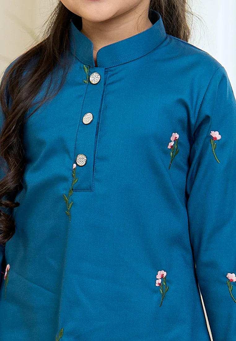 Anggun Kurung Klasik - Teal Blue (Kids)