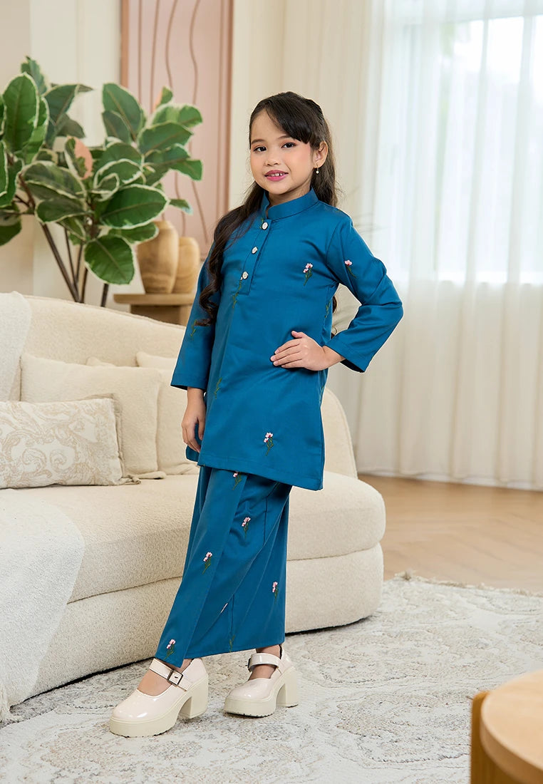 Anggun Kurung Klasik - Teal Blue (Kids)