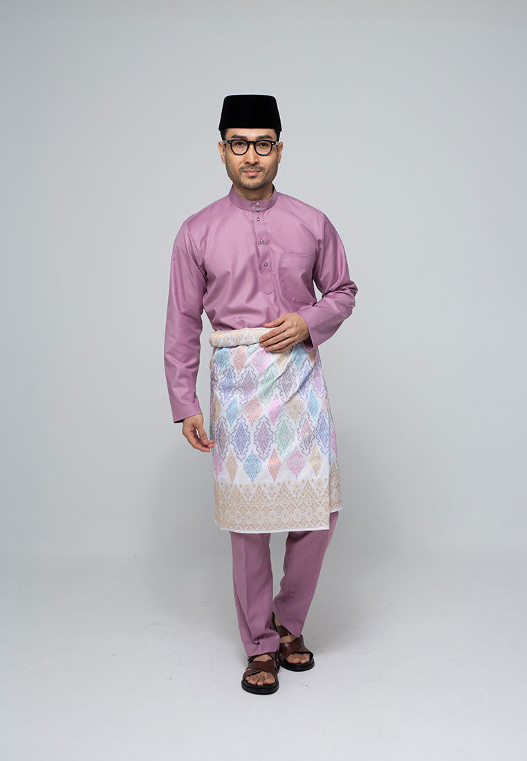 baju melayu cotton cekak musang dusty pink