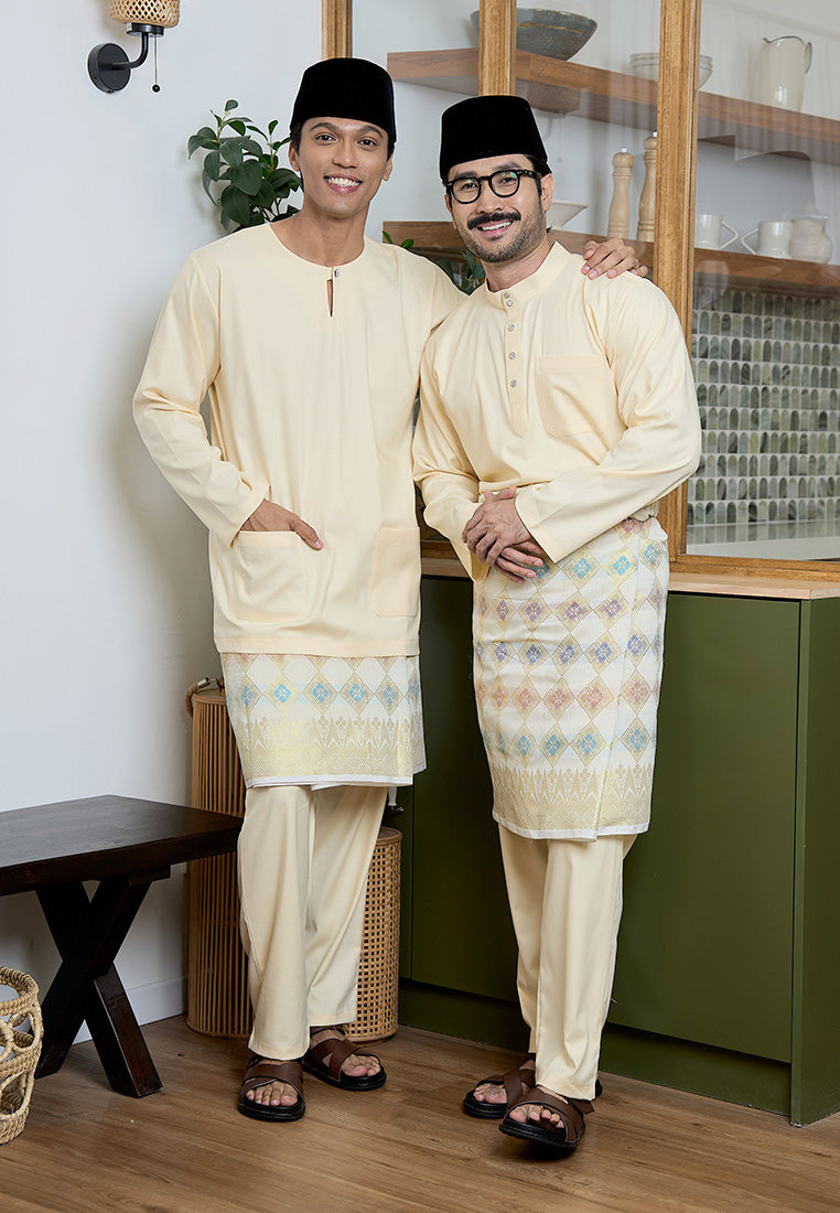 Baju Melayu Cekak Musang Mark III - Pastel Yellow