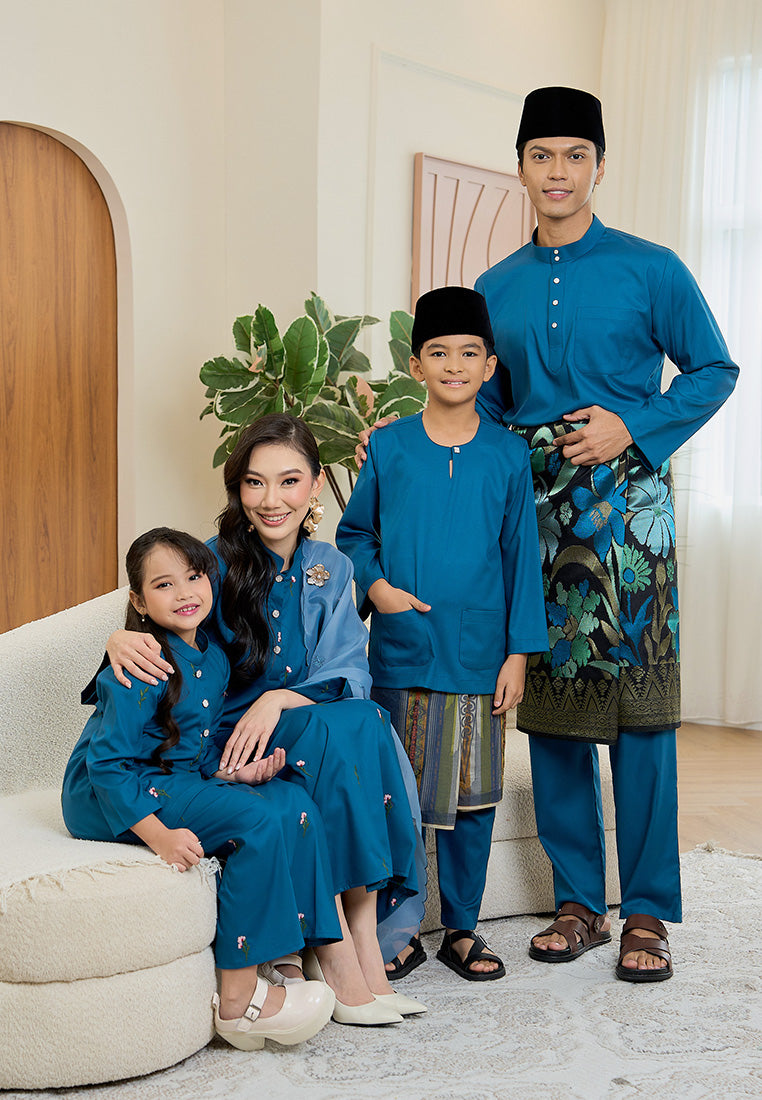 Baju Melayu Cekak Musang Mark III - Teal Blue