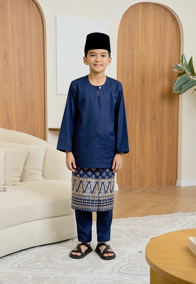 Baju Melayu Teluk Belanga Mark III - Dark Blue (Kids)