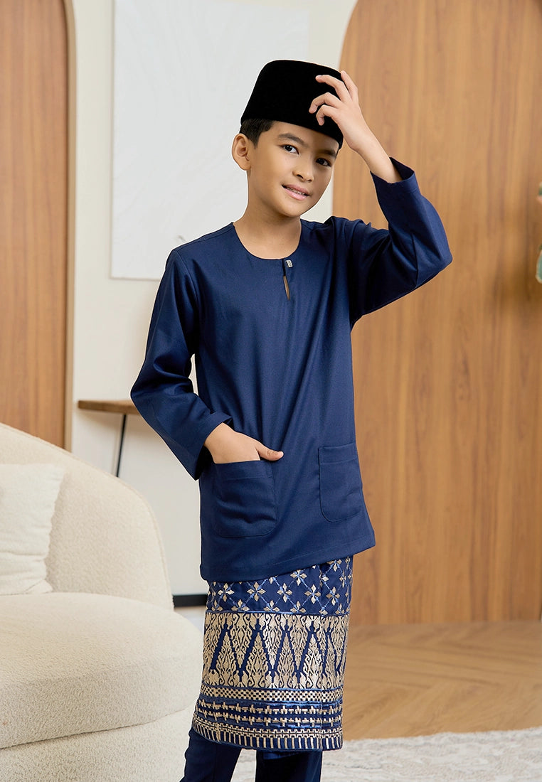 Baju Melayu Teluk Belanga Mark III - Dark Blue (Kids)