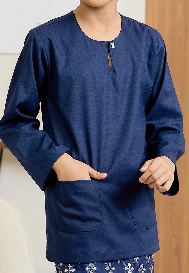 Baju Melayu Teluk Belanga Mark III - Dark Blue (Kids)