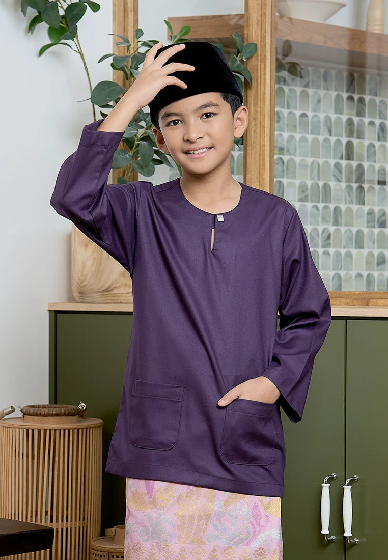 Baju Melayu Teluk Belanga Mark III - Dark Purple (Kids)