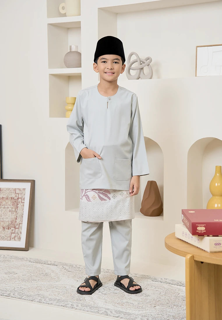 Baju Melayu Teluk Belanga Mark III - Dusty Grey (Kids)