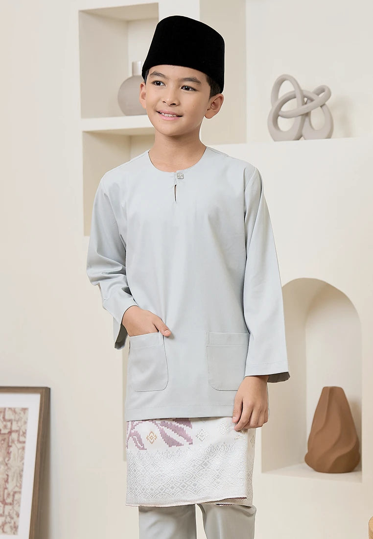 Baju Melayu Teluk Belanga Mark III - Dusty Grey (Kids)