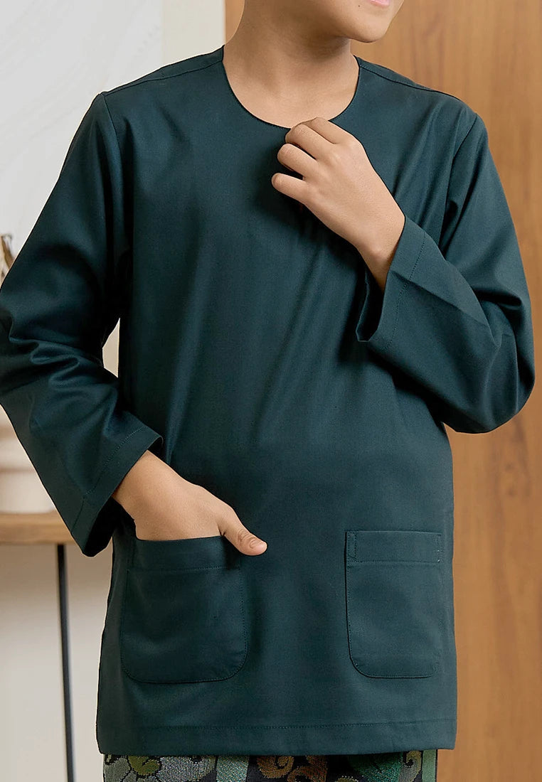 Baju Melayu Teluk Belanga Mark III - Emerald Green (Kids)