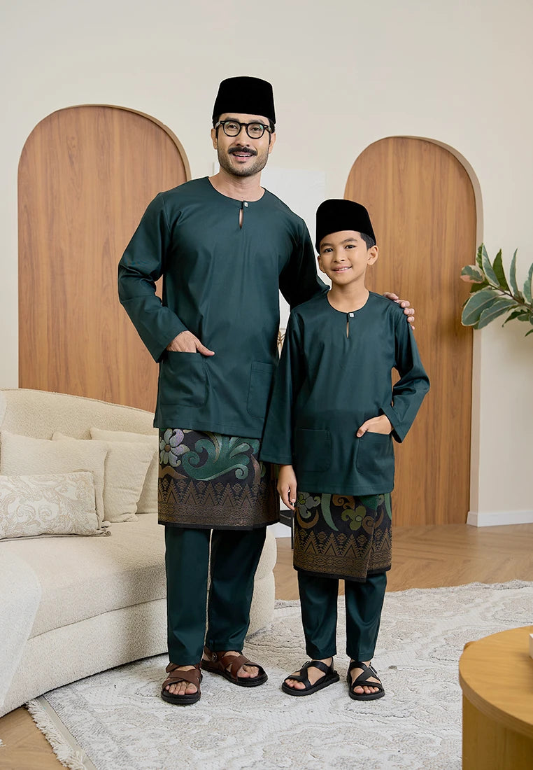 Baju Melayu Teluk Belanga Mark III - Emerald Green (Kids)