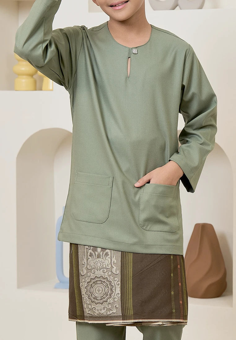 Baju Melayu Teluk Belanga Mark III - Sage Green (Kids)