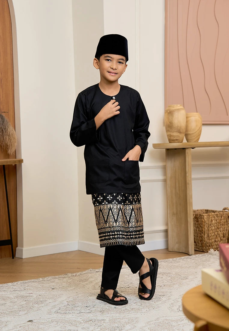 Baju Melayu Teluk Belanga Mark III - Black (Kids)