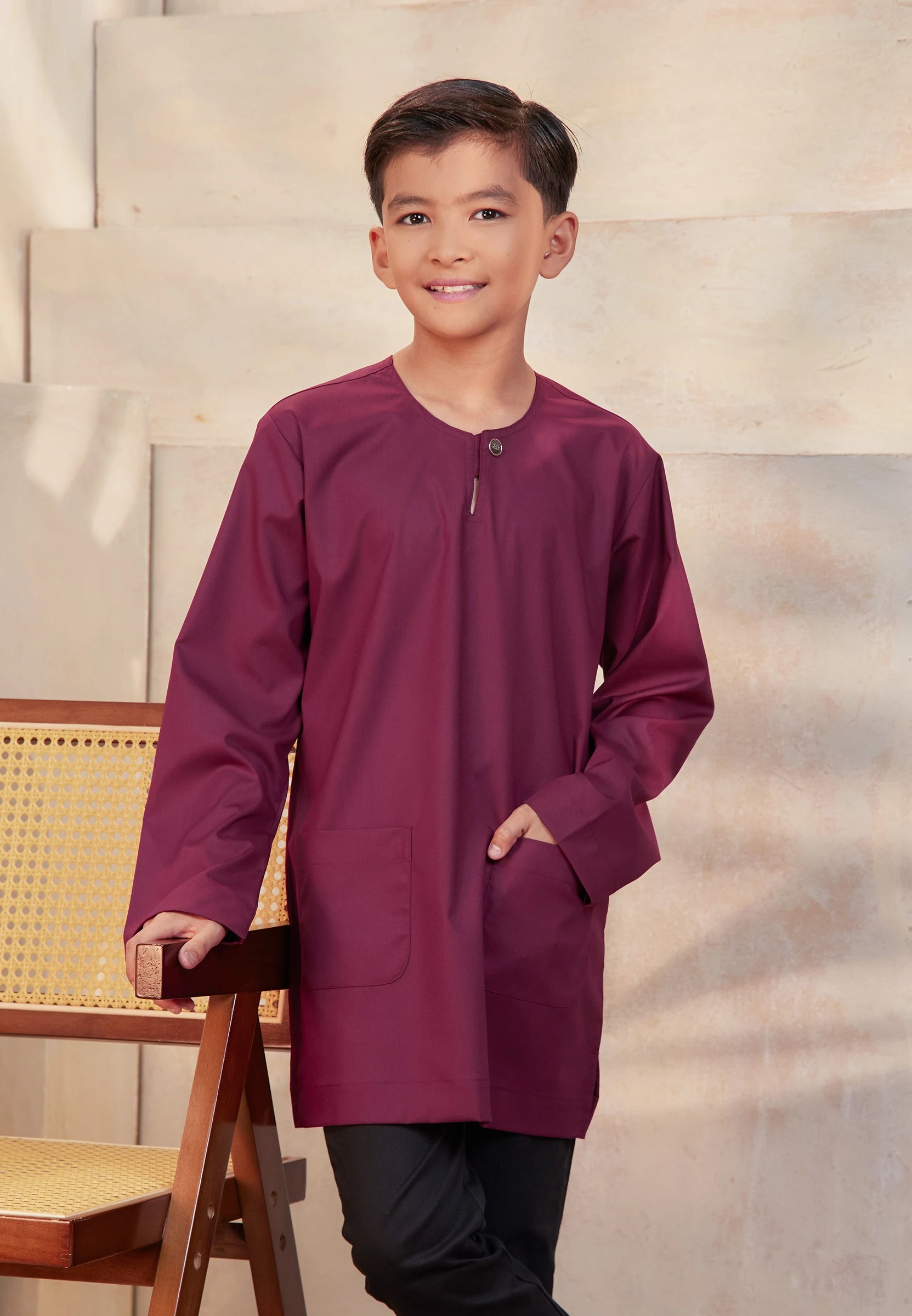 Kurta Tuah Teluk Belanga - Burgundy (Kids)