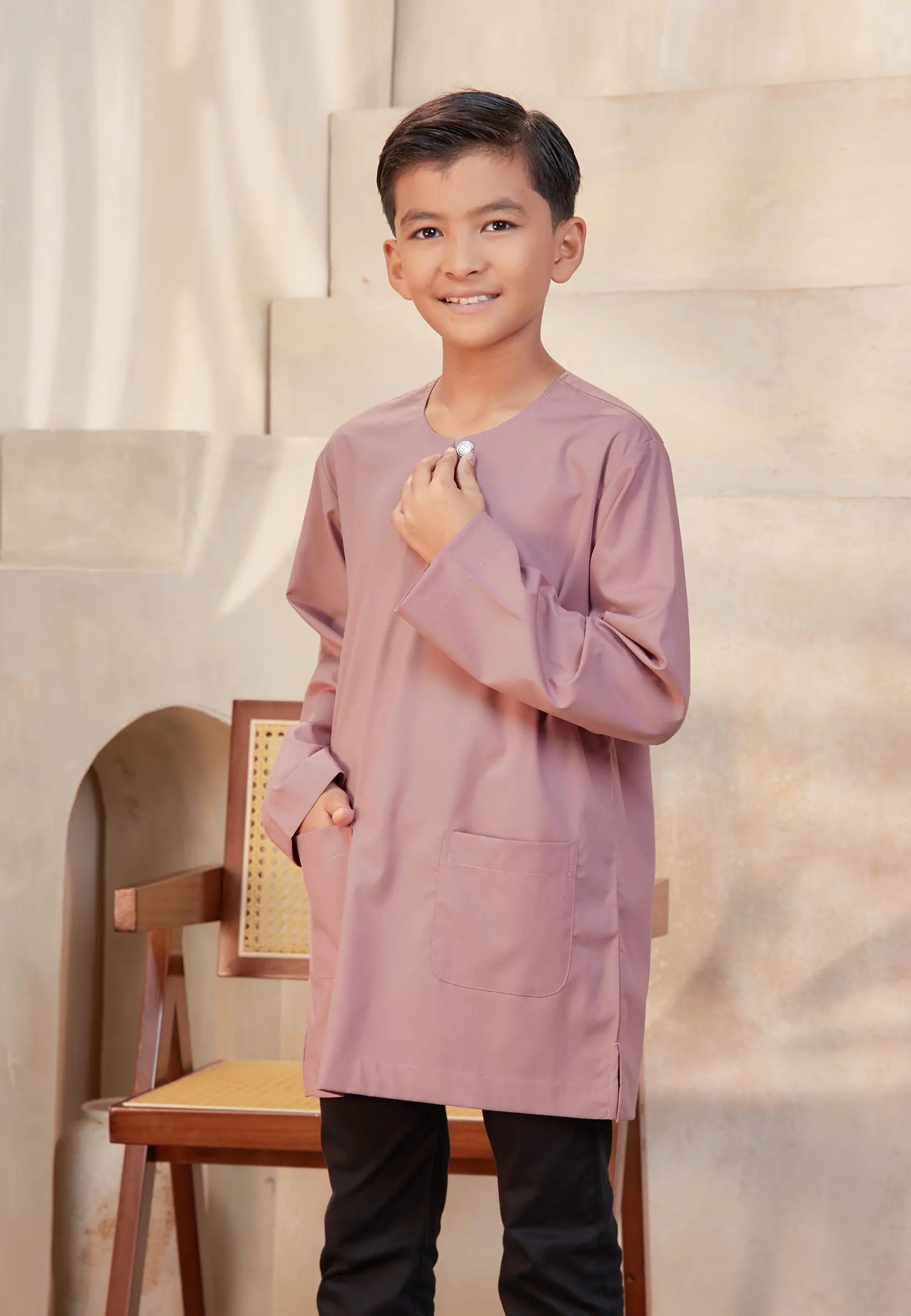 Kurta Tuah Teluk Belanga - Dusty Pink (Kids)