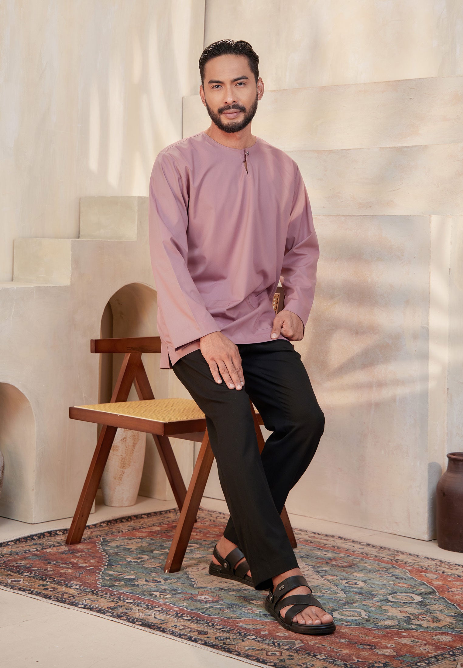 Baju raya 2026, kenduri dan umrah, kurta dusty pink