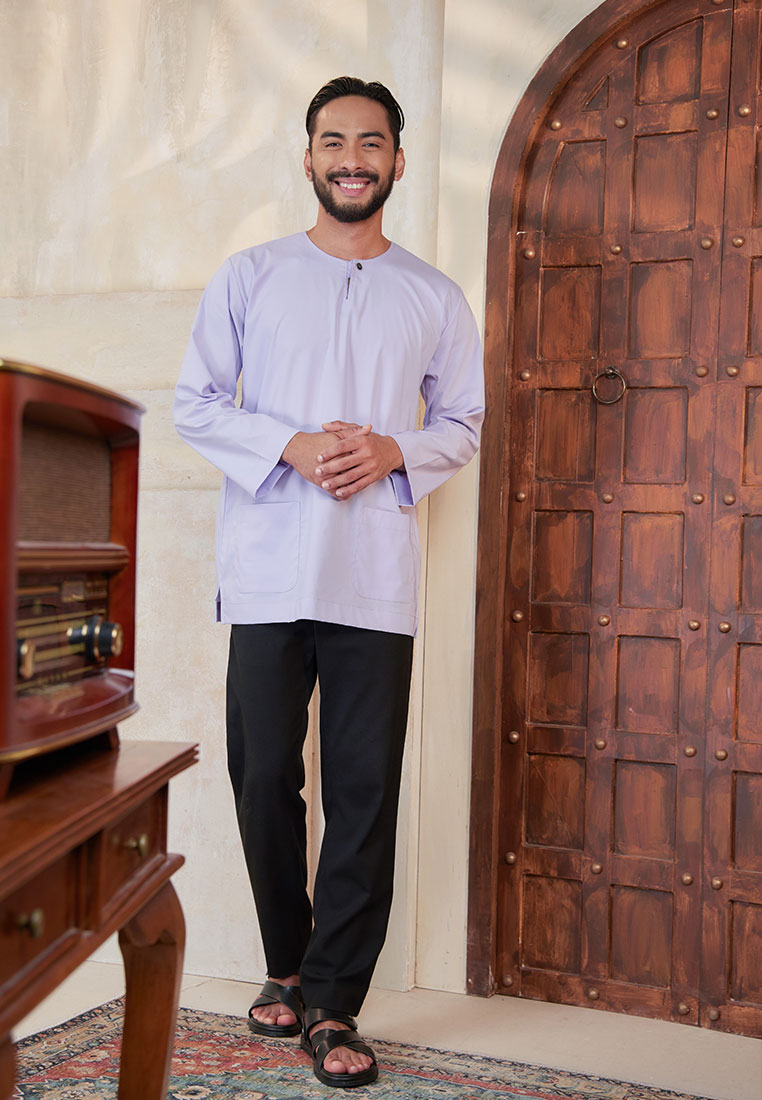 Baju raya 2026, kenduri dan umrah, kurta lelaki regular fit berwarna lilac purple keluaran CGO Cotton Shah Alam dan Kuala Lumpur
