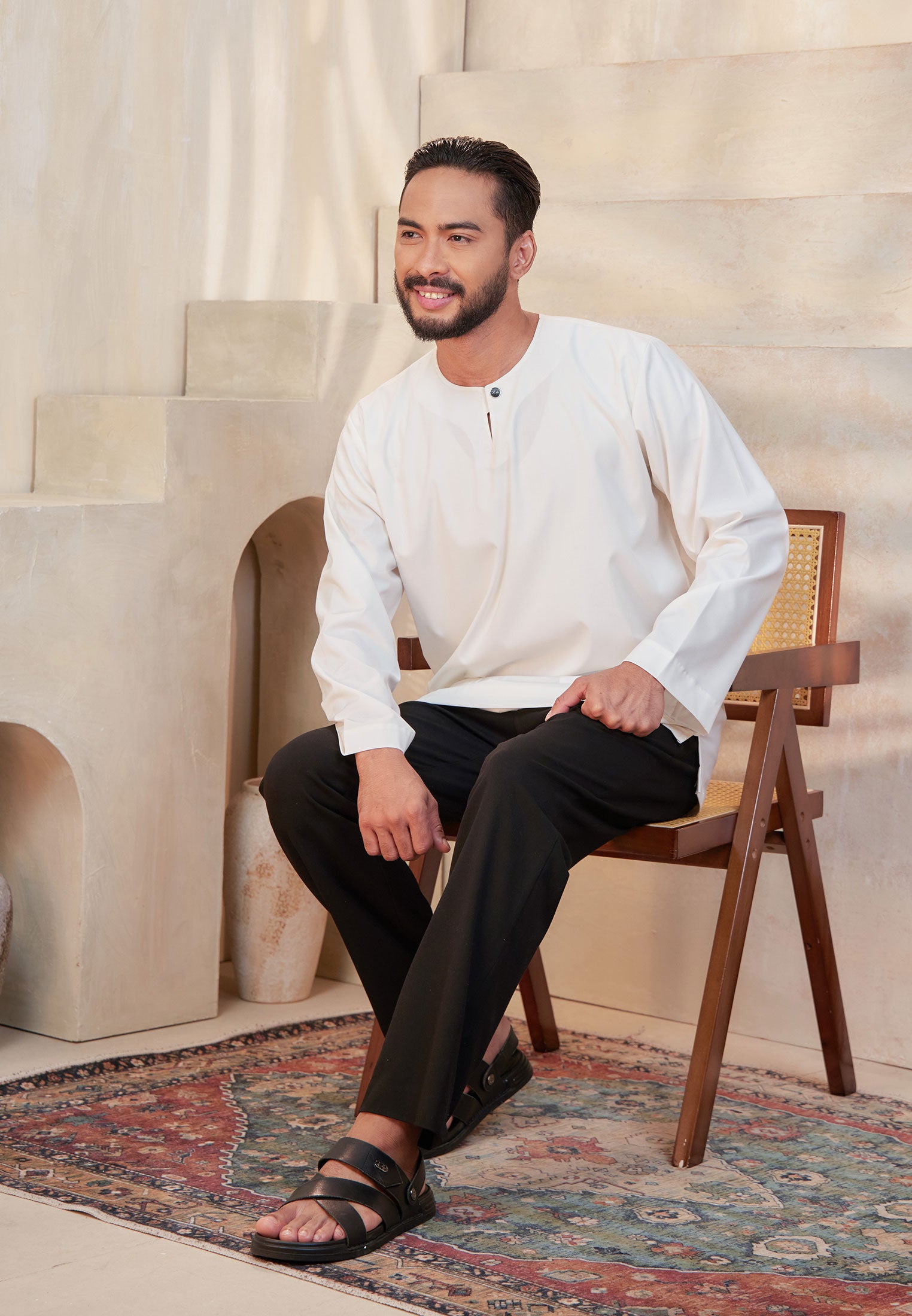 Baju raya 2026, kenduri dan umrah, kurta warna off white.