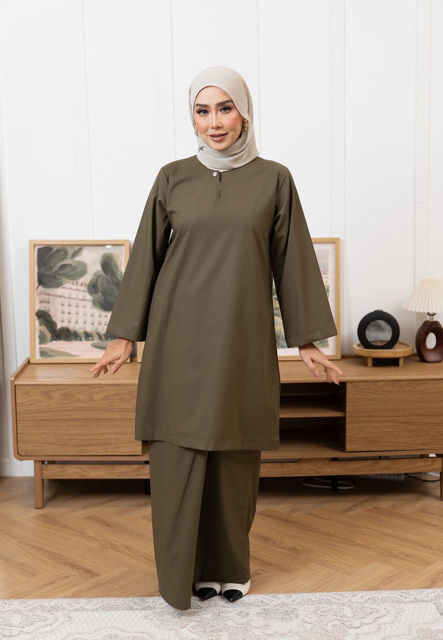 Nazeera Kurung Riau - Olive Green (Women)