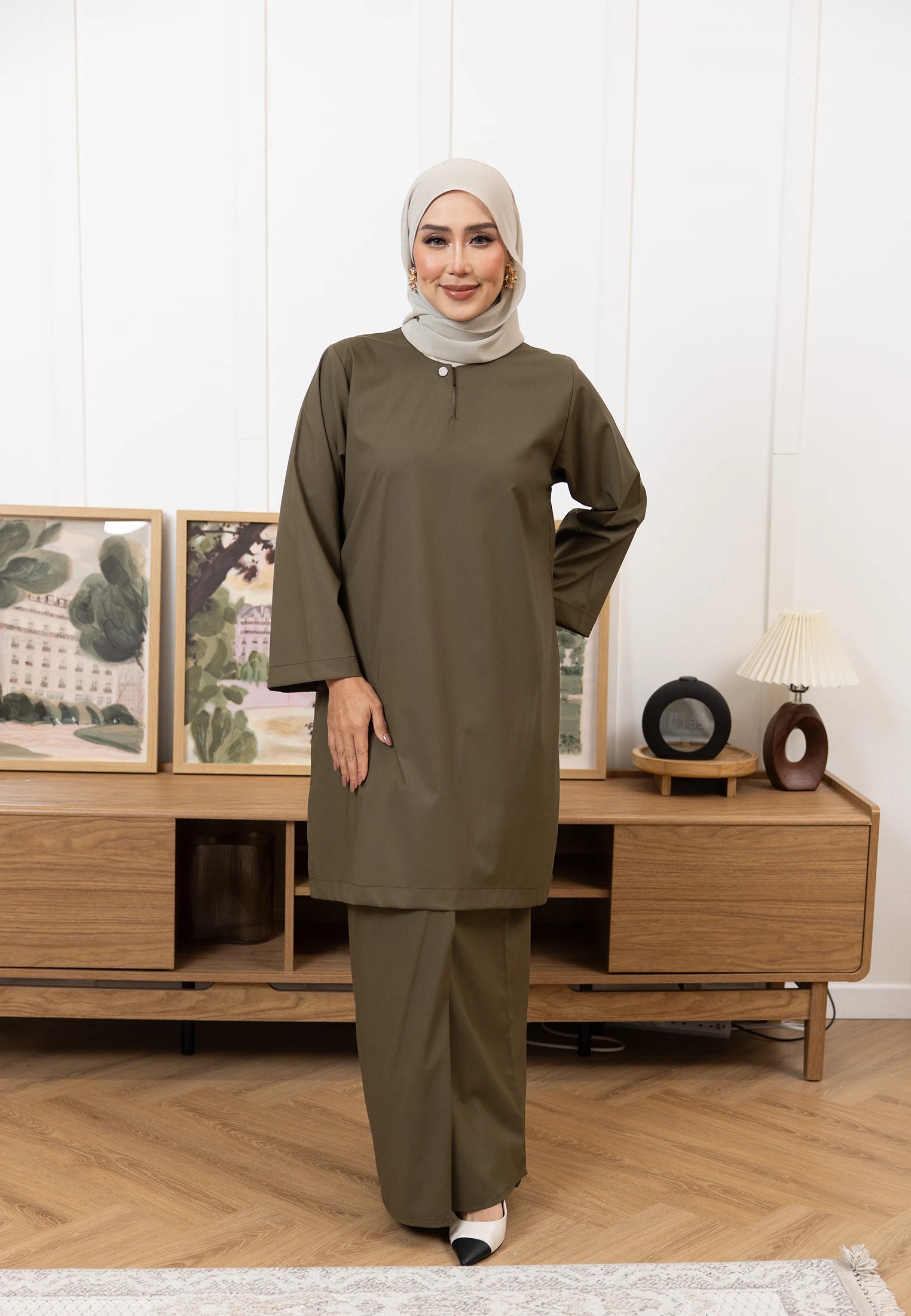 Nazeera Kurung Riau - Olive Green (Women)
