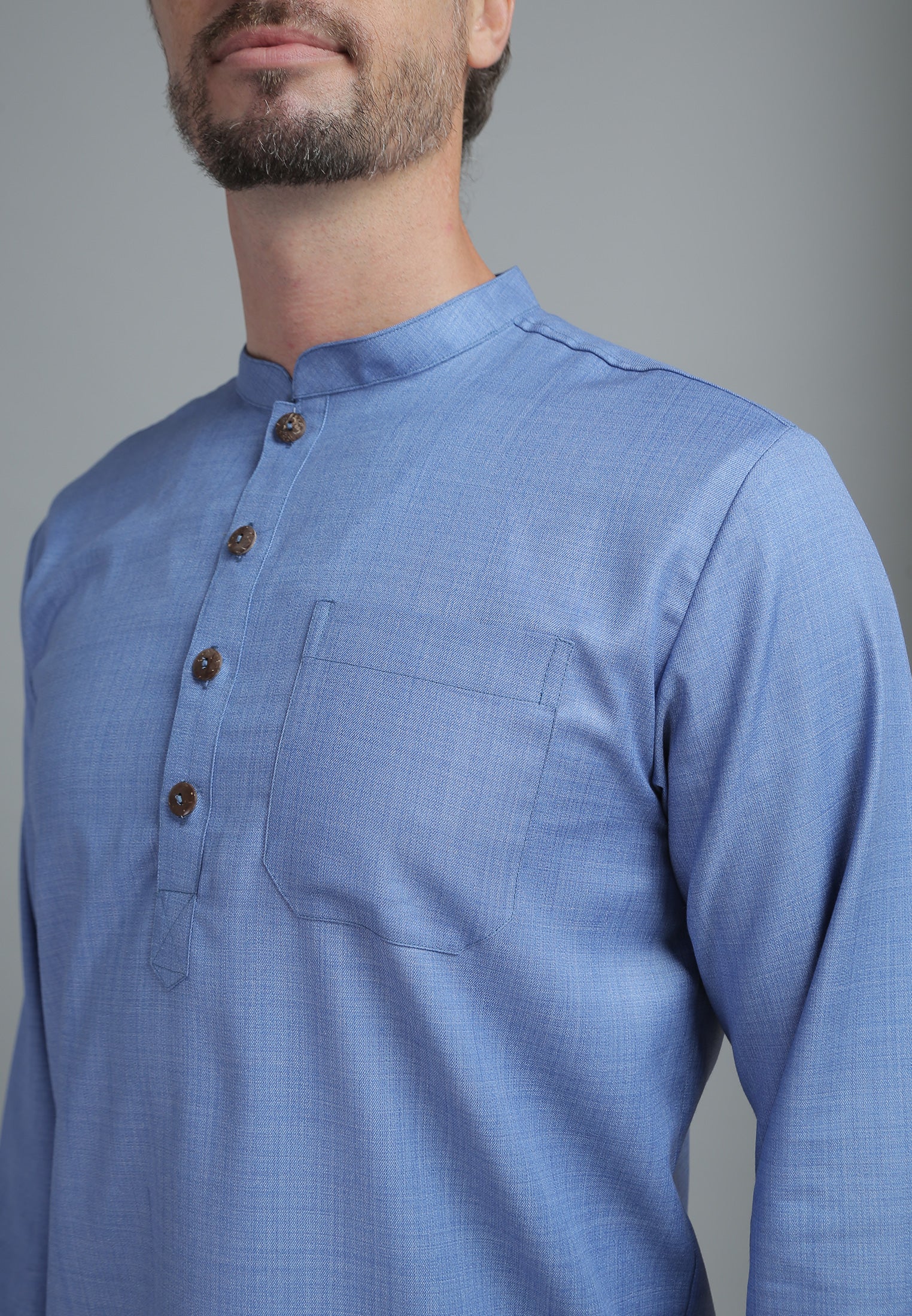 Kurta Lenon Mandarin Collar