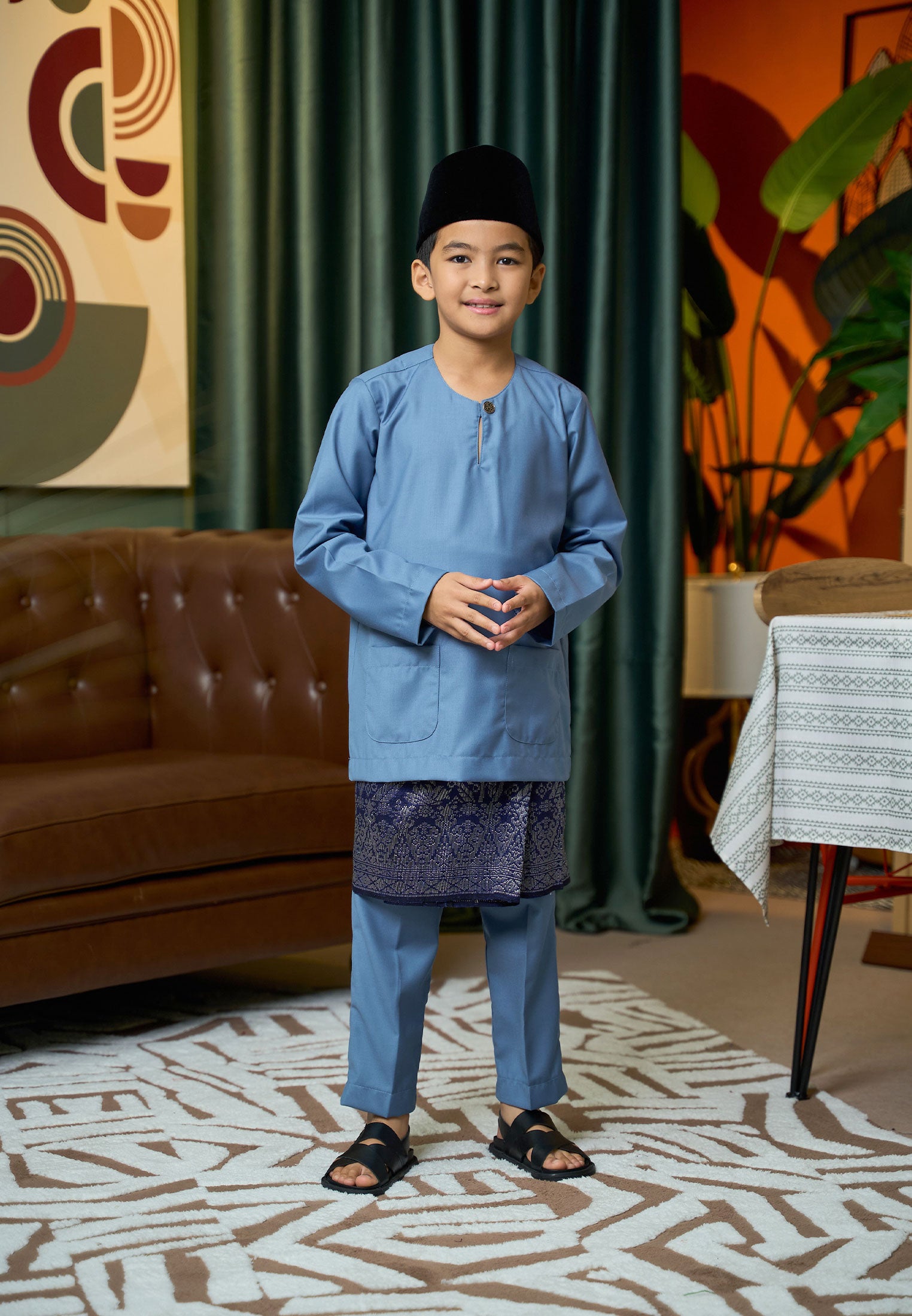 Baju Melayu Teluk Belanga Mark II - Ash Blue (Kids)