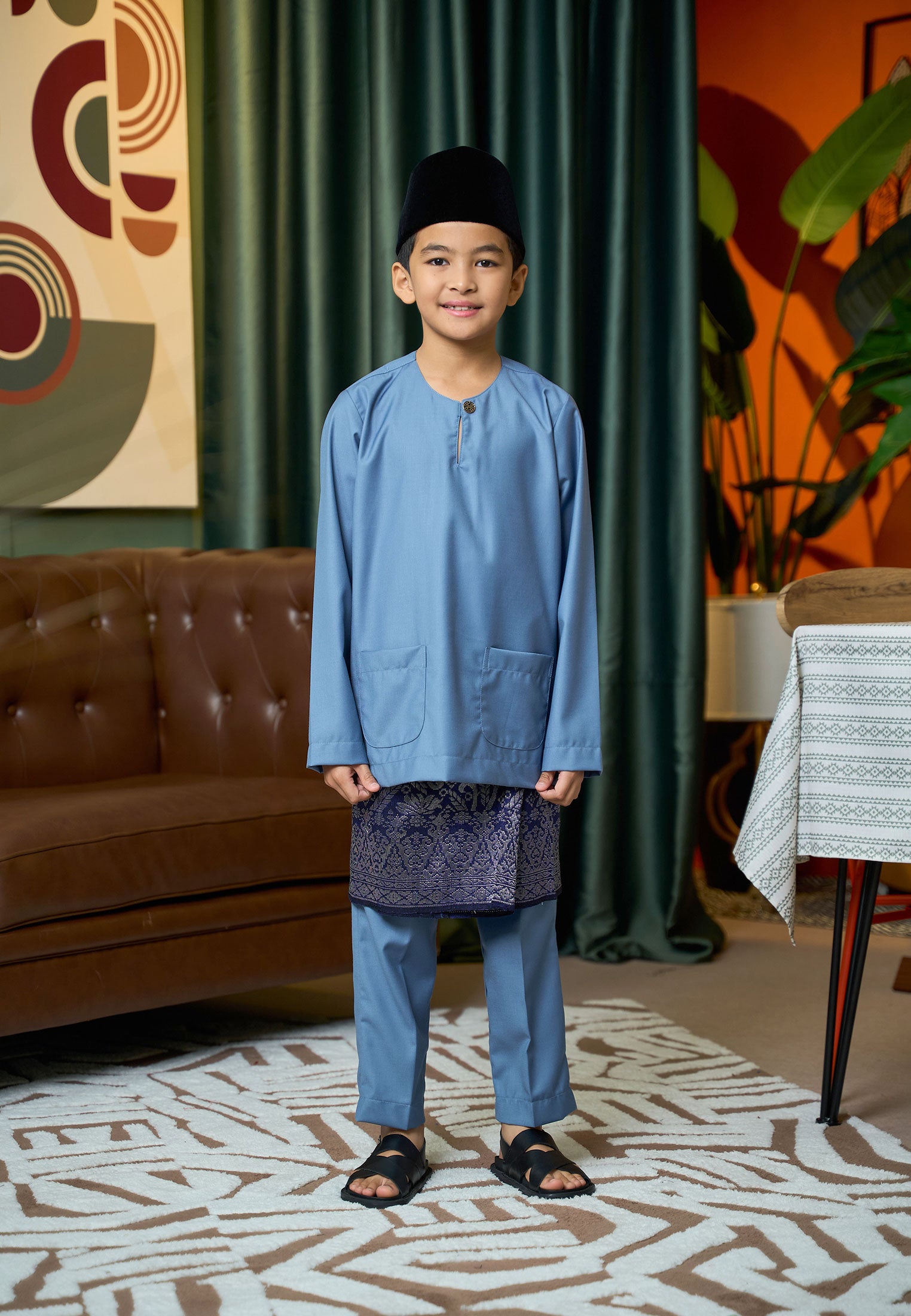 Baju Melayu Teluk Belanga Mark II - Ash Blue (Kids)