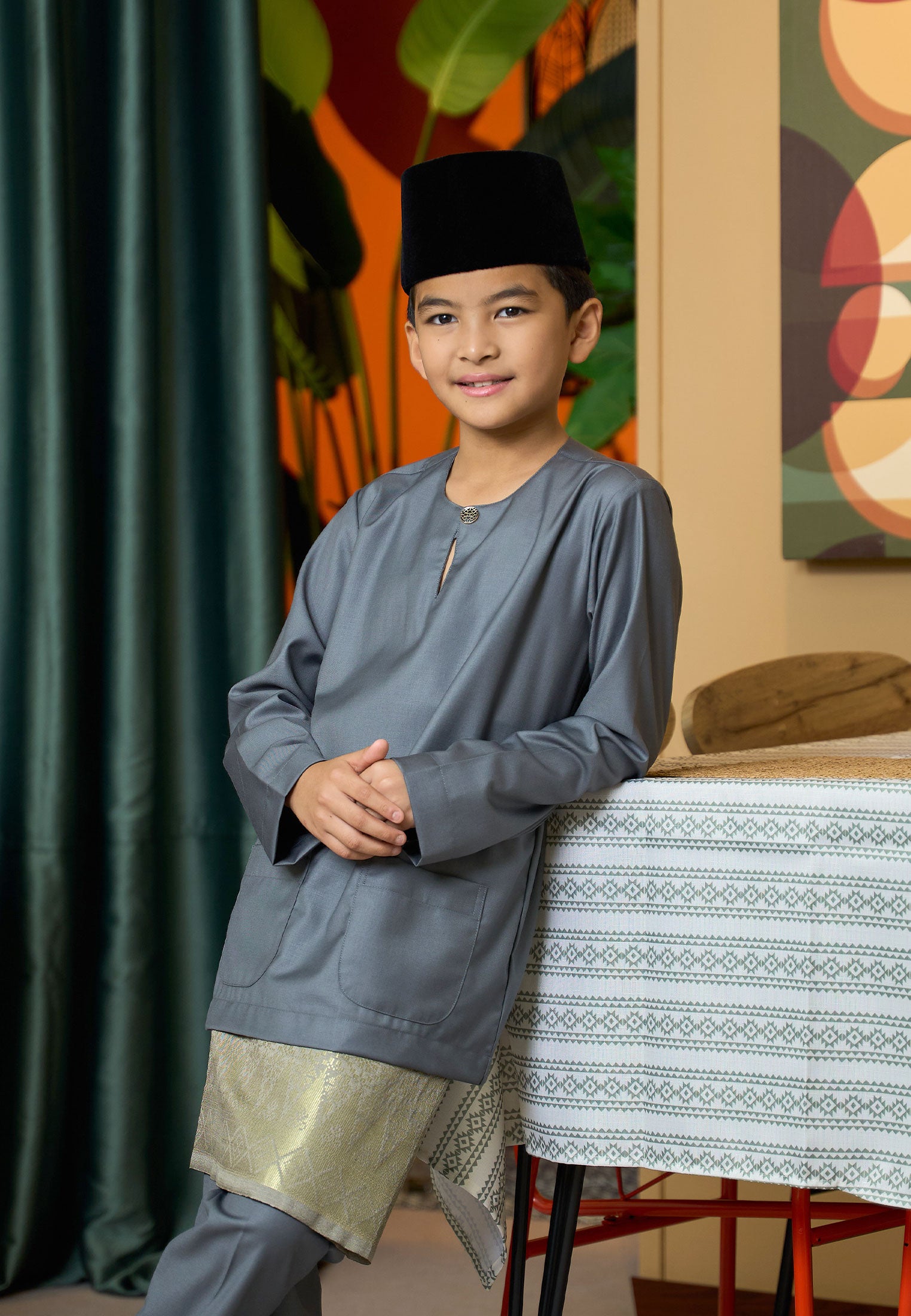 Baju Melayu Teluk Belanga Mark II - Dark Grey (Kids)