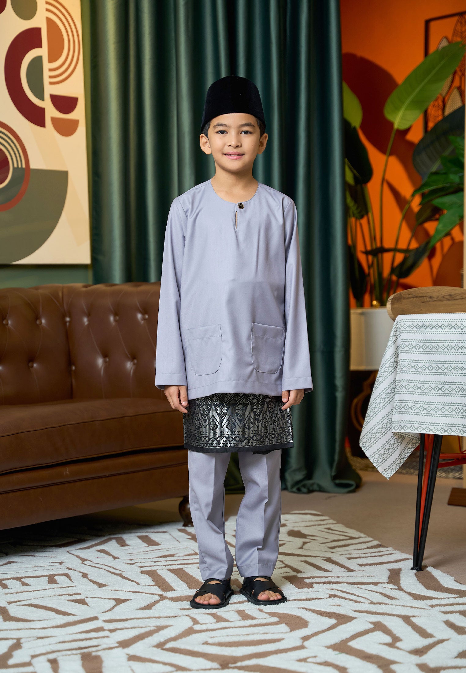 Baju Melayu Teluk Belanga Mark II - Grey (Kids)