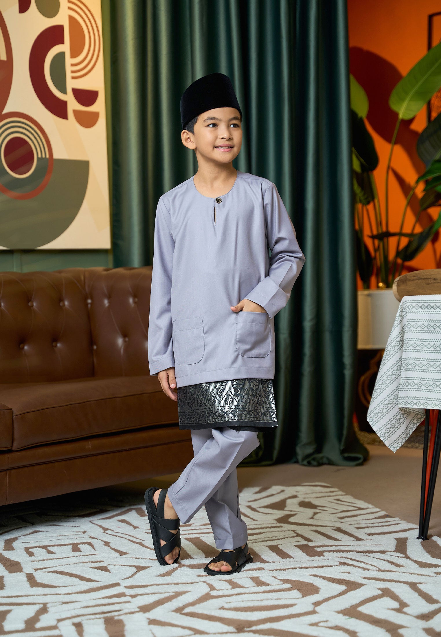 Baju Melayu Teluk Belanga Mark II - Grey (Kids)