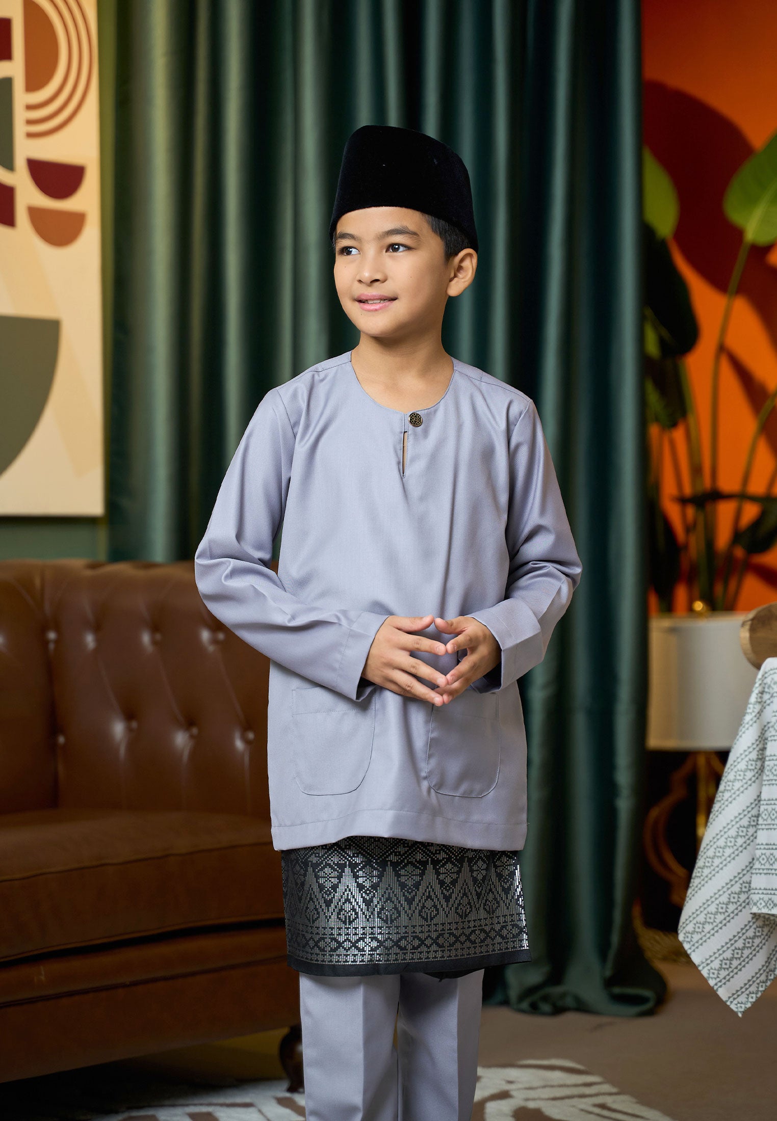 Baju Melayu Teluk Belanga Mark II - Grey (Kids)