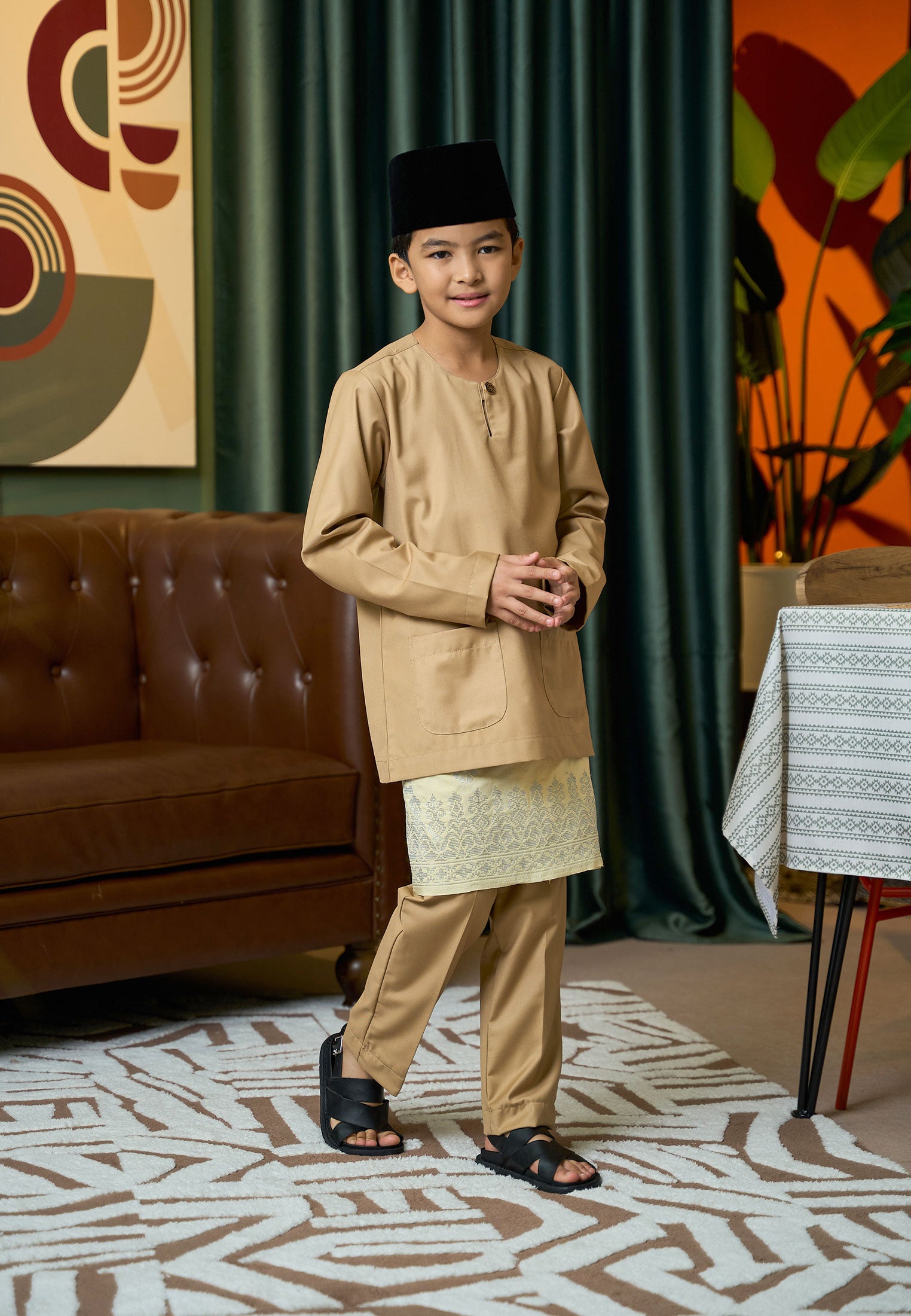 Baju Melayu Teluk Belanga Mark II - Khaki (Kids)