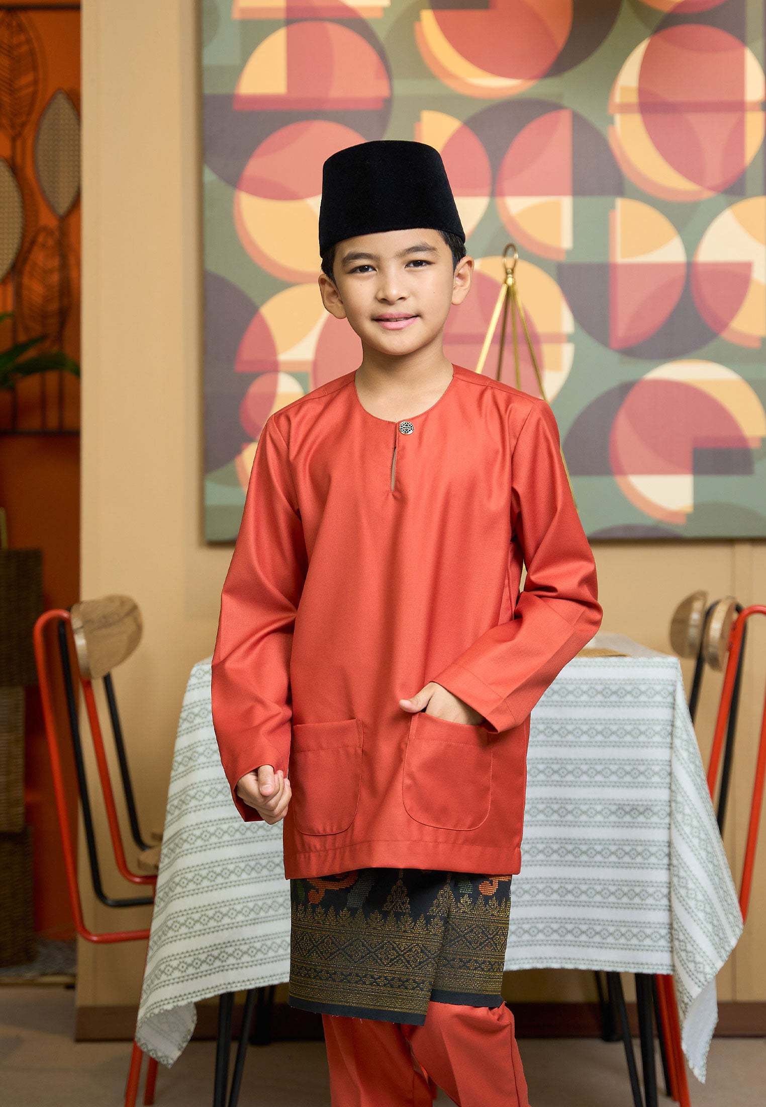 Baju Melayu Teluk Belanga Mark II - Orange (Kids)