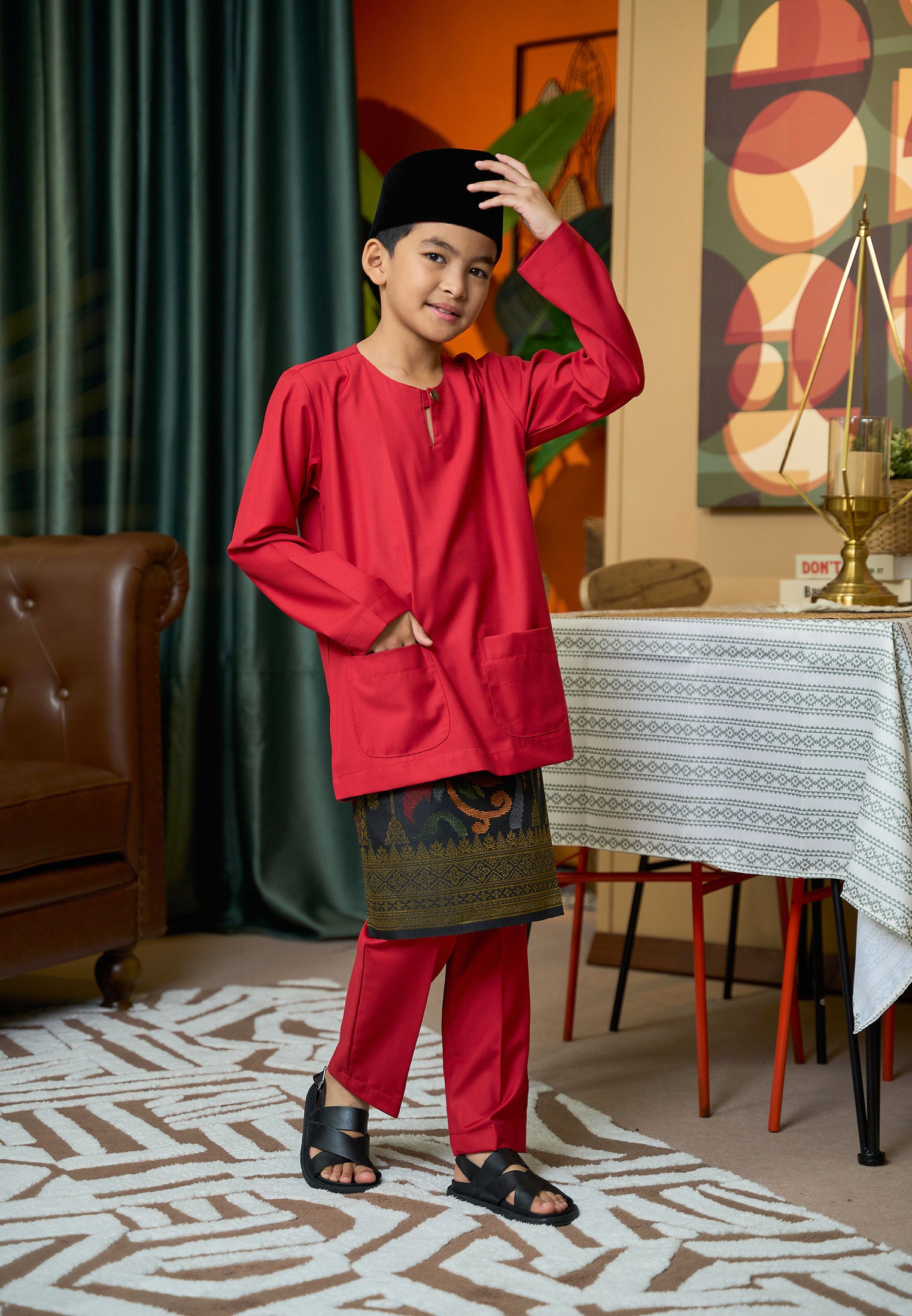 Baju Melayu Teluk Belanga Mark II - Red (Kids)