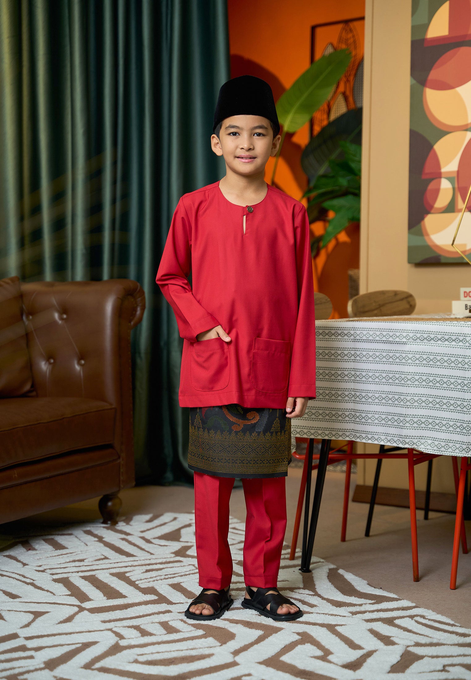 Baju Melayu Teluk Belanga Mark II - Red (Kids)