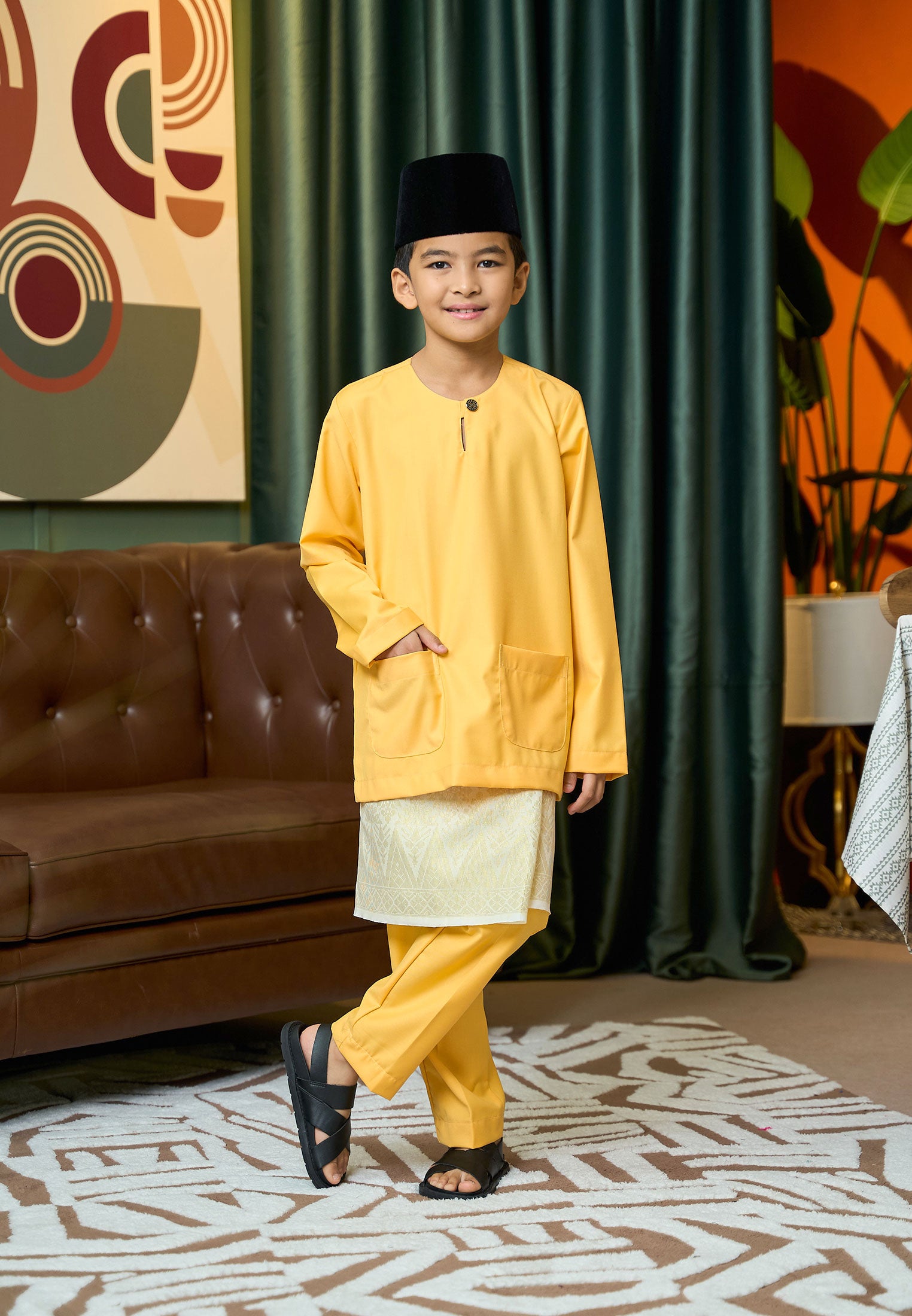 Baju Melayu Teluk Belanga Mark II - Yellow (Kids)