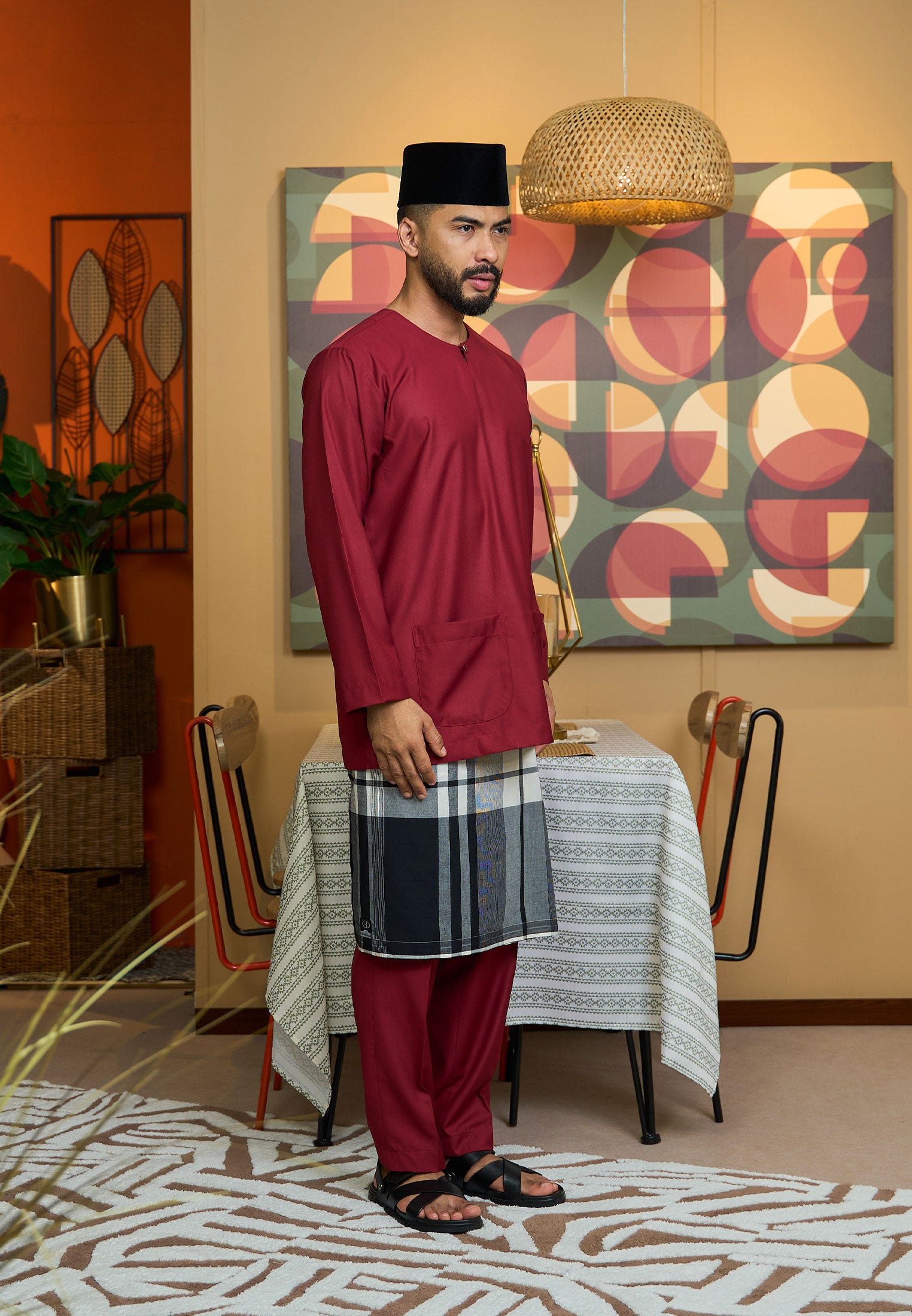 Baju Melayu Teluk Belanga Mark II - Burgundy Maroon (Men)