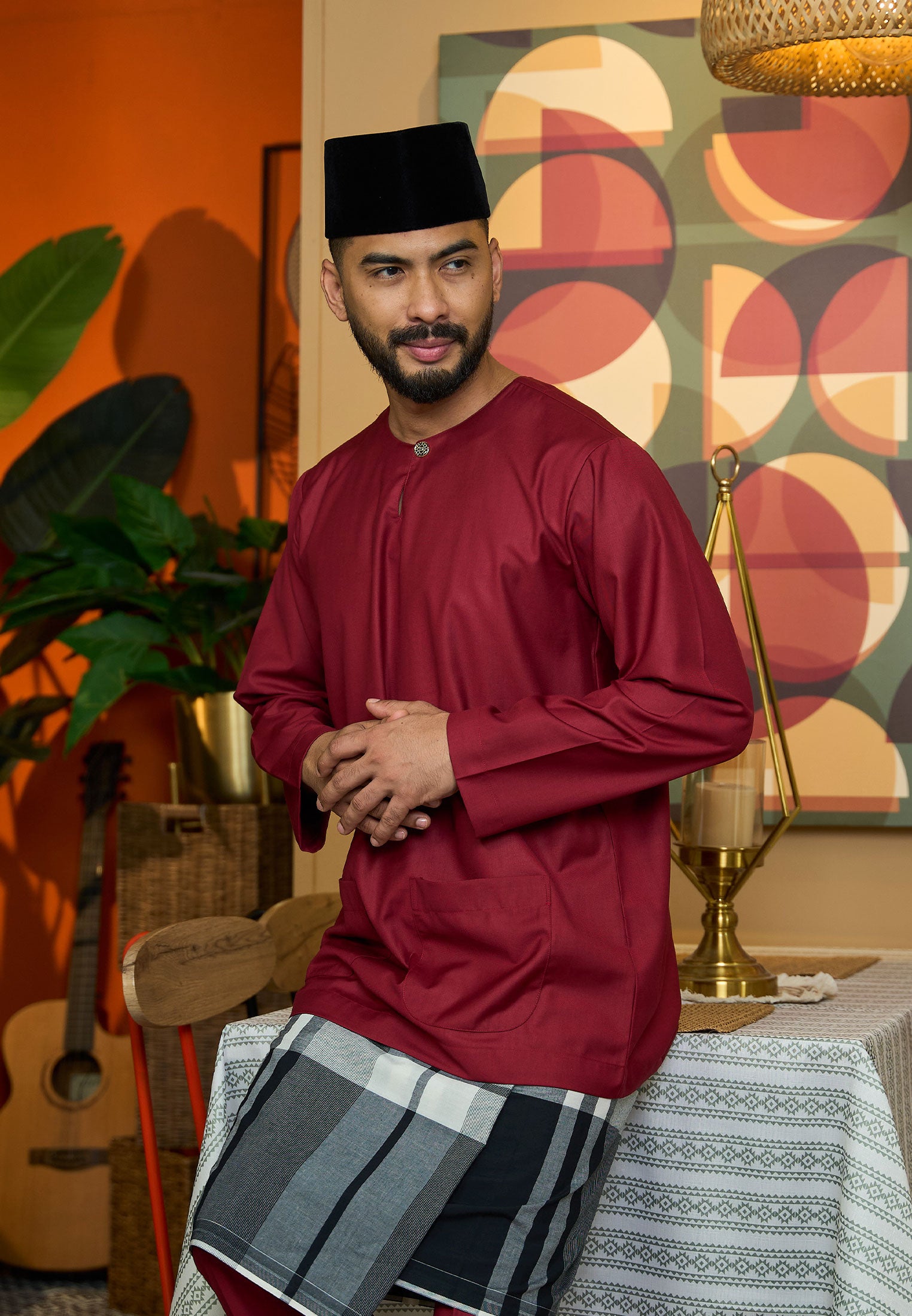 Baju Melayu Teluk Belanga Mark II - Burgundy Maroon (Men)