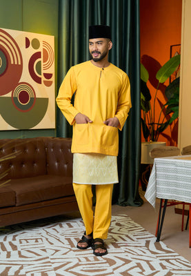 Baju Melayu Teluk Belanga Mark II - Yellow Mango (Men)