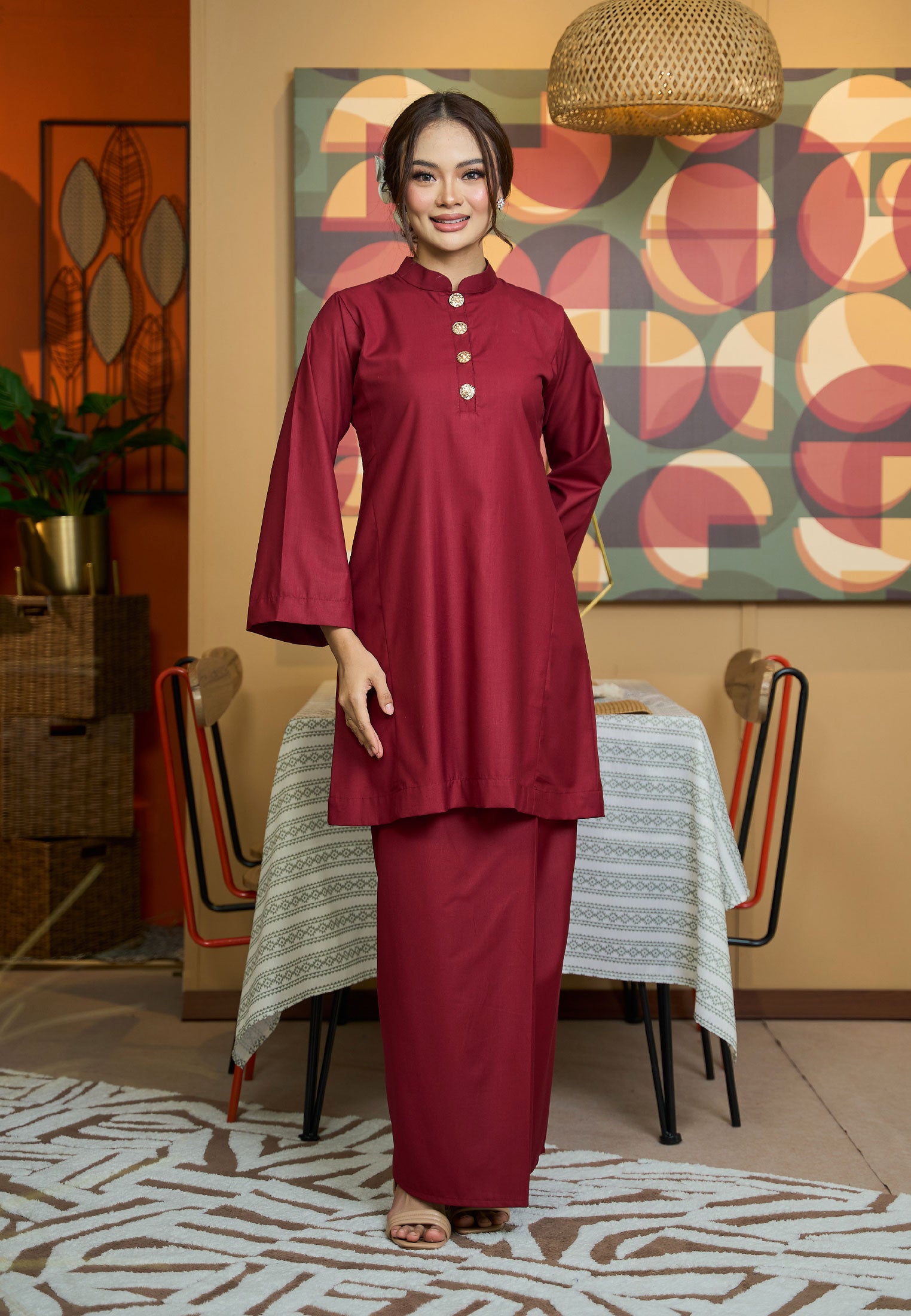 Suri Kurung Klasik V2 Burgundy Maroon