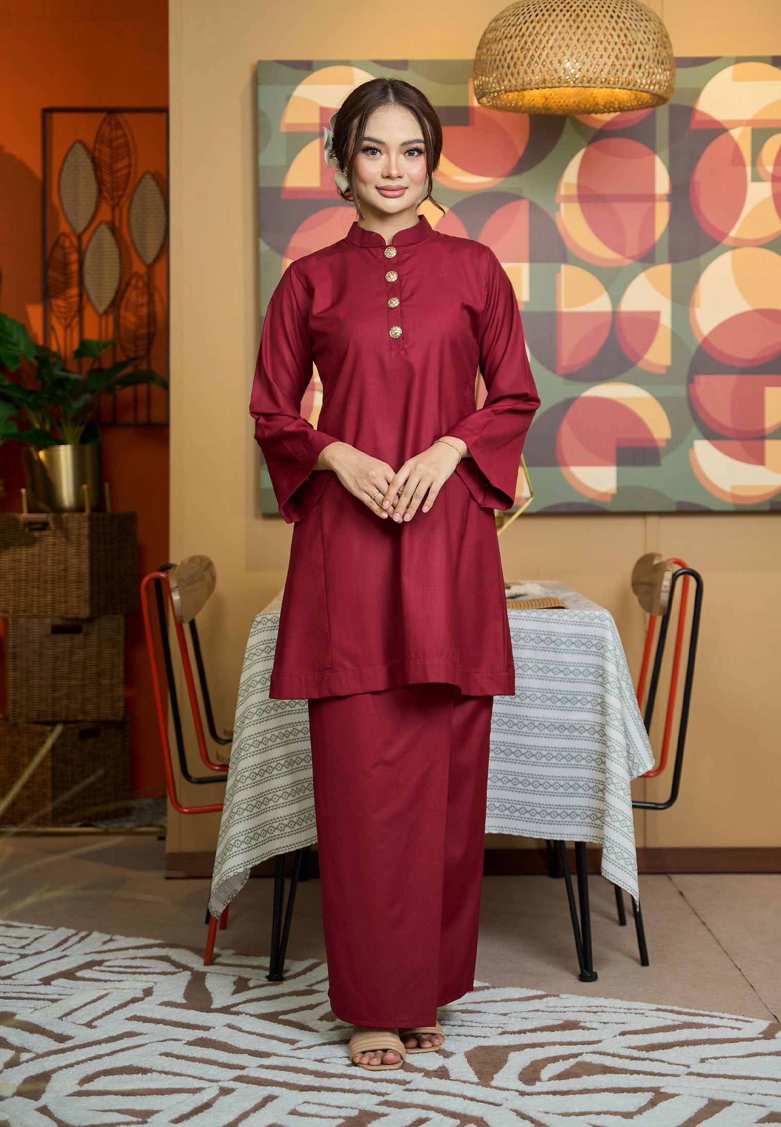 Suri Kurung Klasik V2 Burgundy Maroon