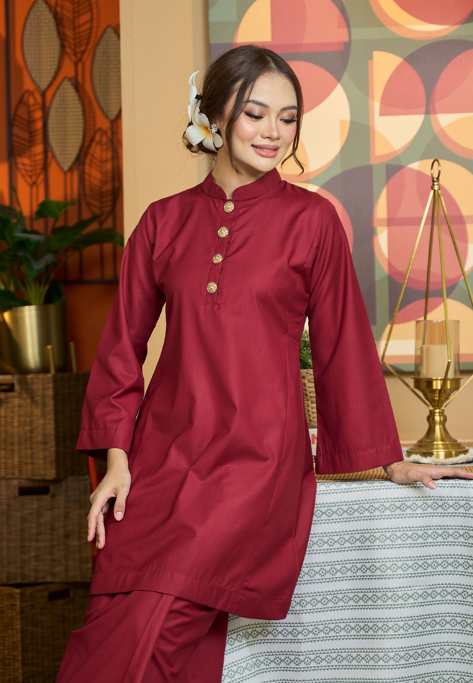 Suri Kurung Klasik V2 Burgundy Maroon