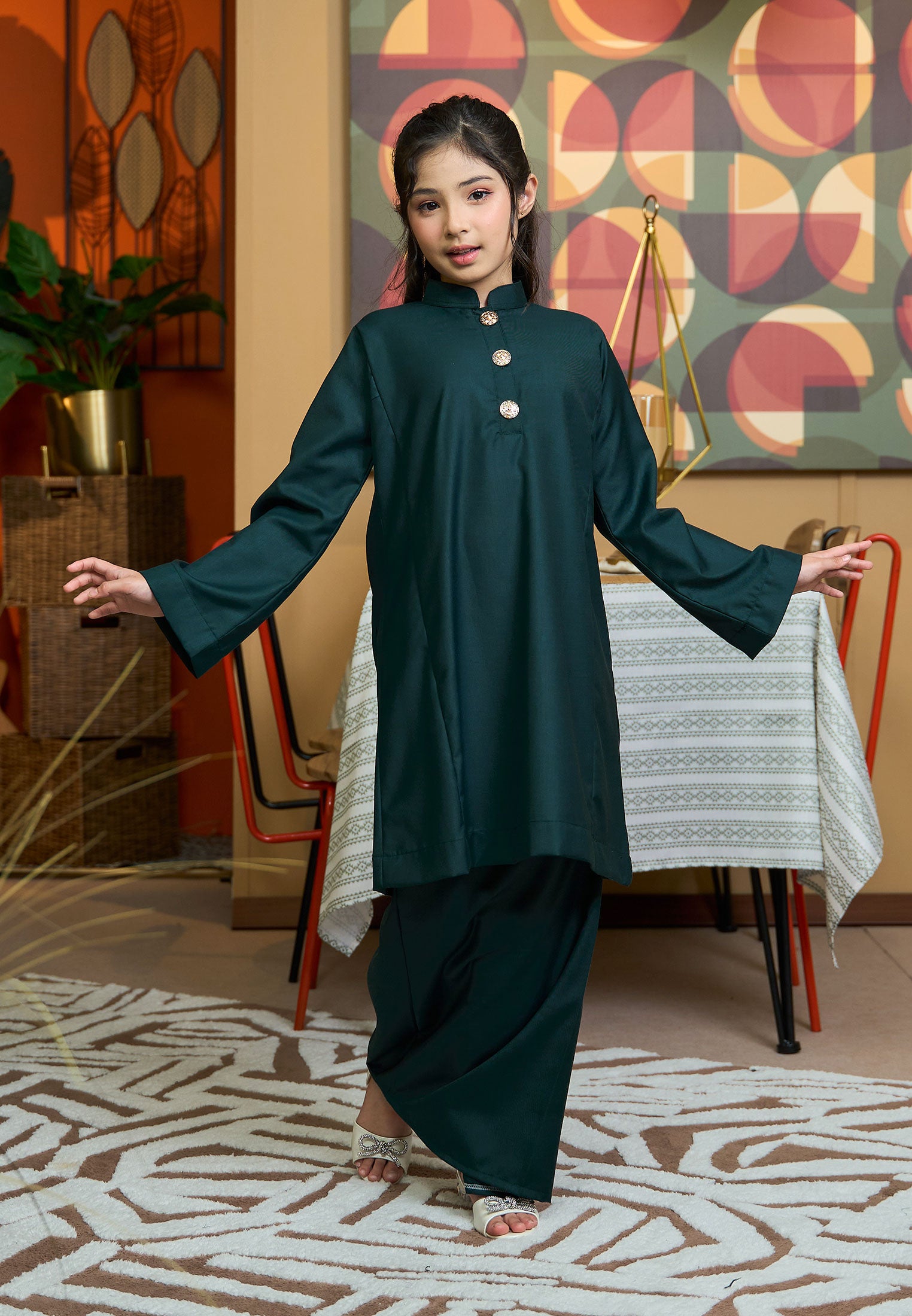 Suri Kurung Klasik Kids Emerald Green