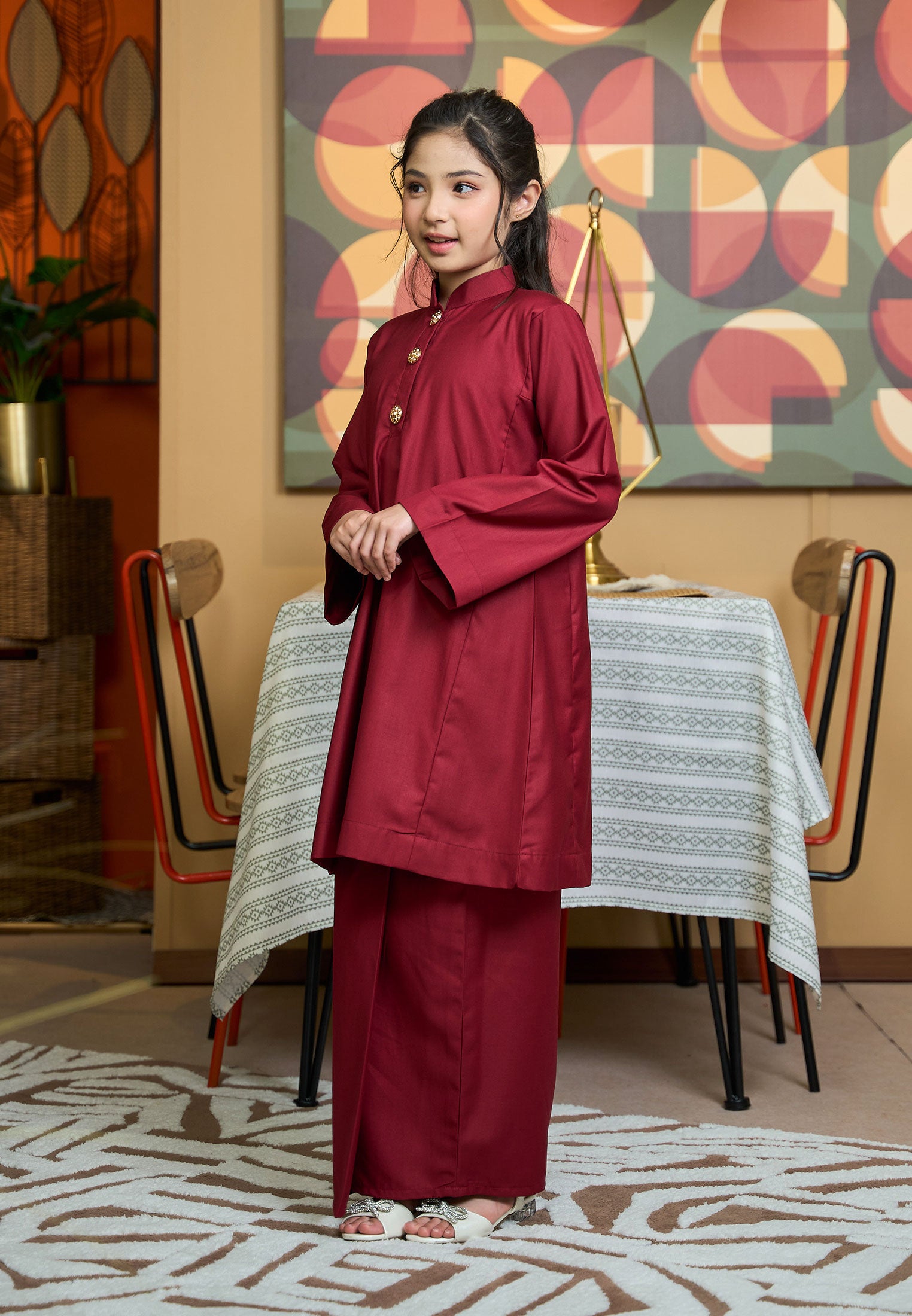 Suri Kurung Klasik Kids Burgundy Maroon