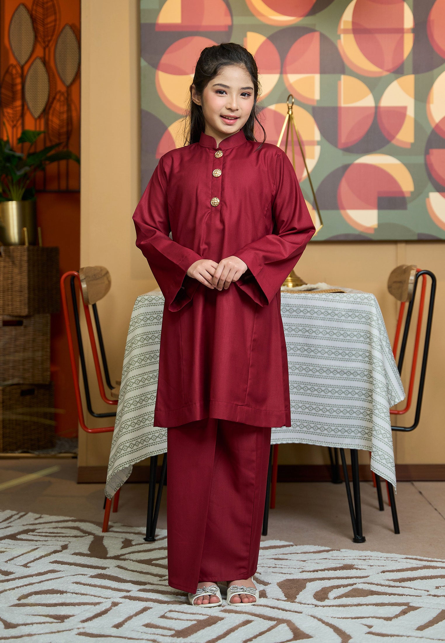 Suri Kurung Klasik Kids Burgundy Maroon