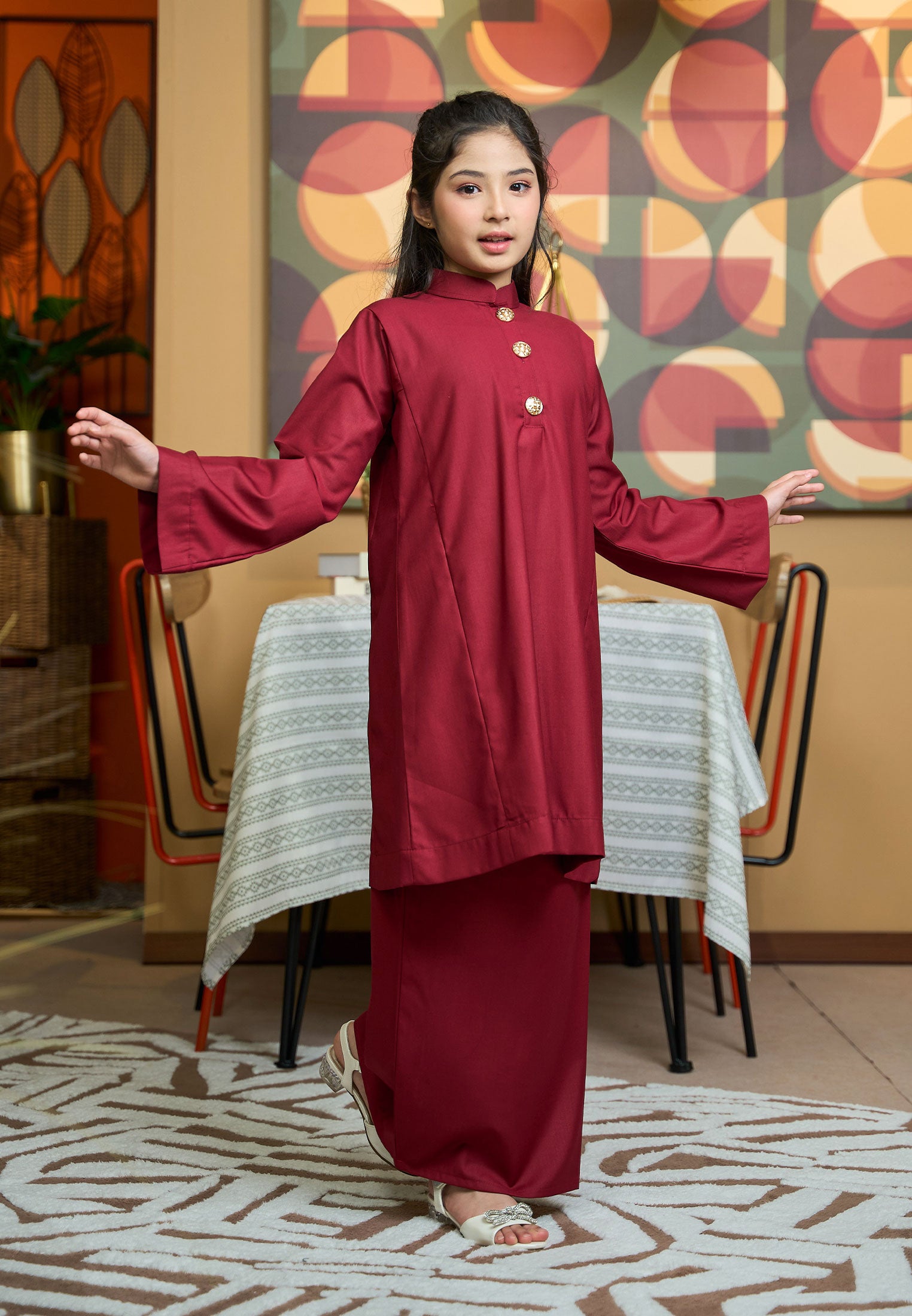 Suri Kurung Klasik Kids Burgundy Maroon