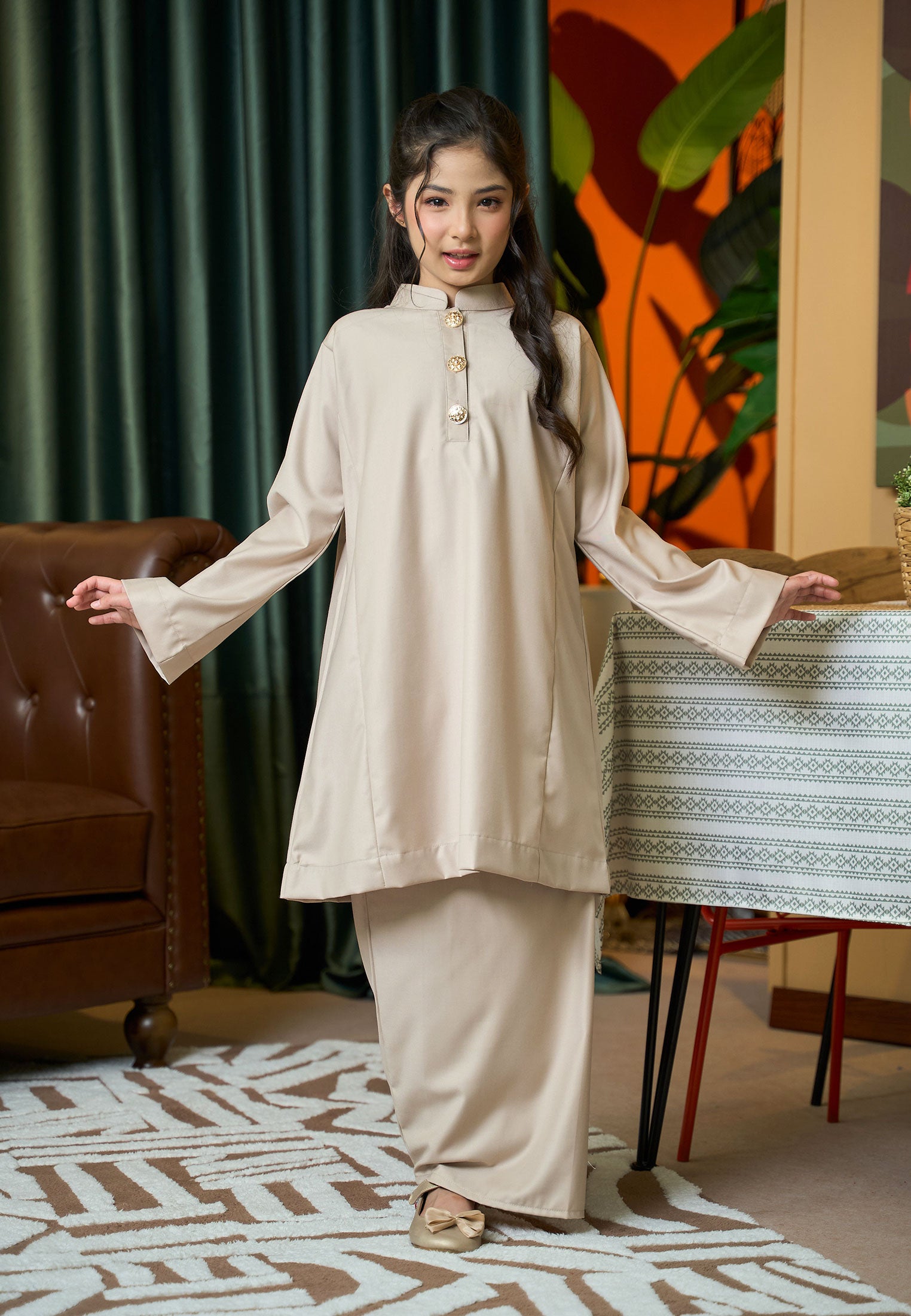 Suri Kurung Klasik Kids Nude Champagne