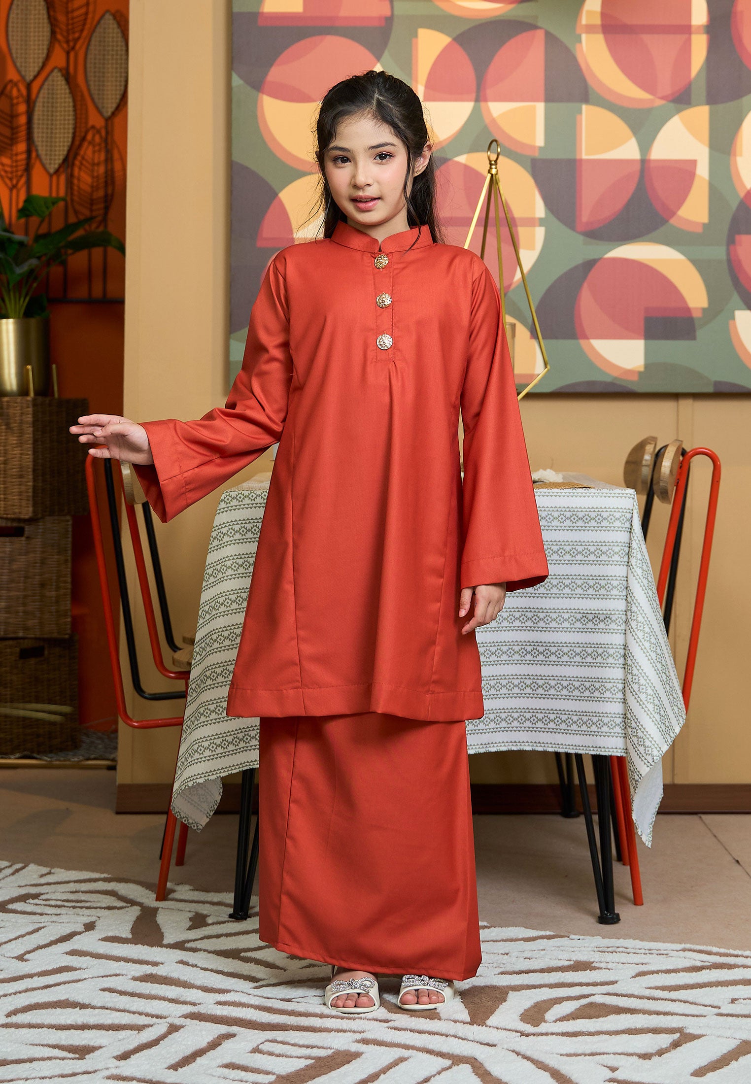 Suri Kurung Klasik Kids Brick Orange