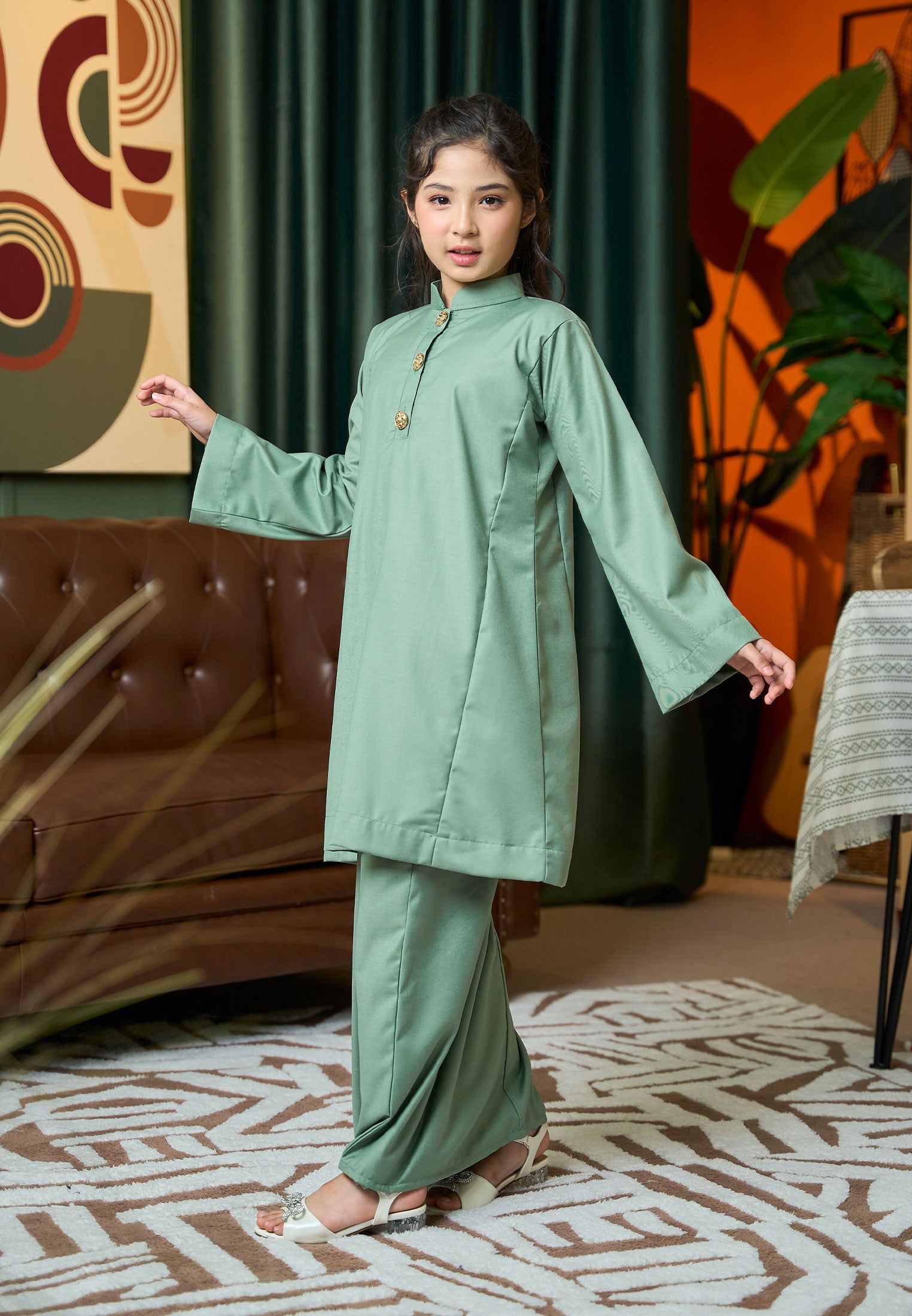 Suri Kurung Klasik Kids Sage Pistachio